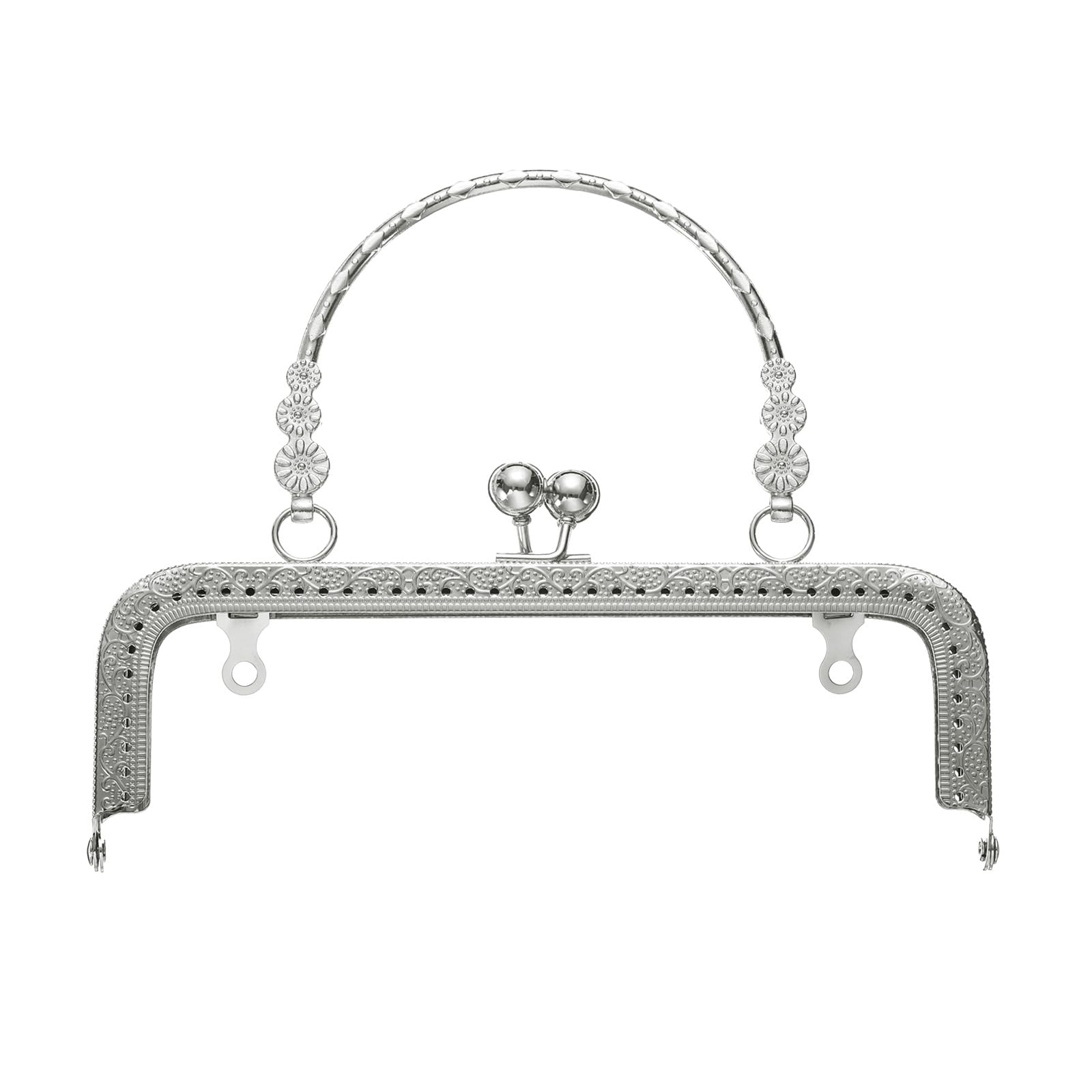 Cadre de sac à main en métal 18cm fermoir rétro carré argenté bricolage