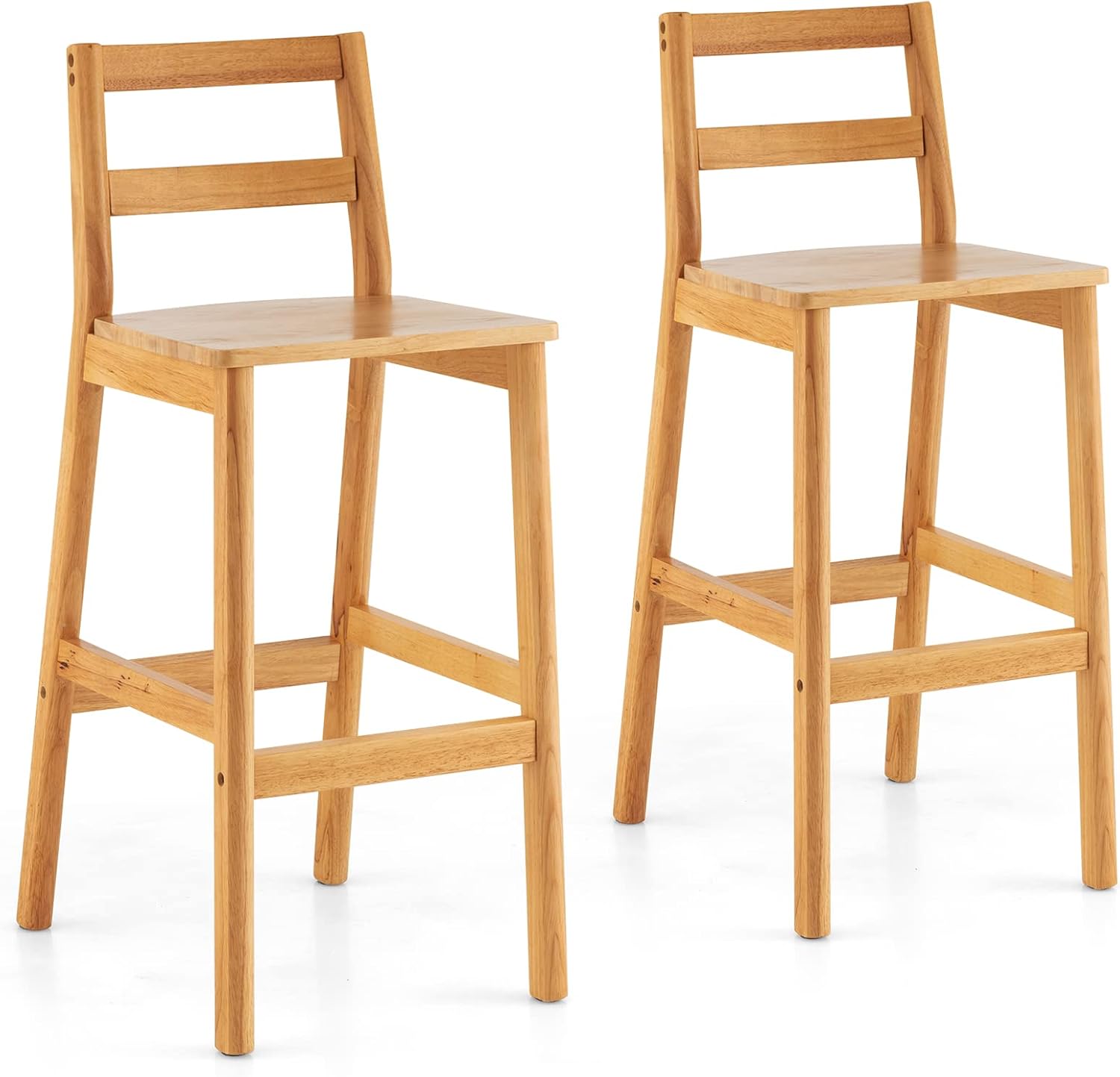 COSTWAY Bar Stools for Kitchen Island Set of 2, Rubber Wood