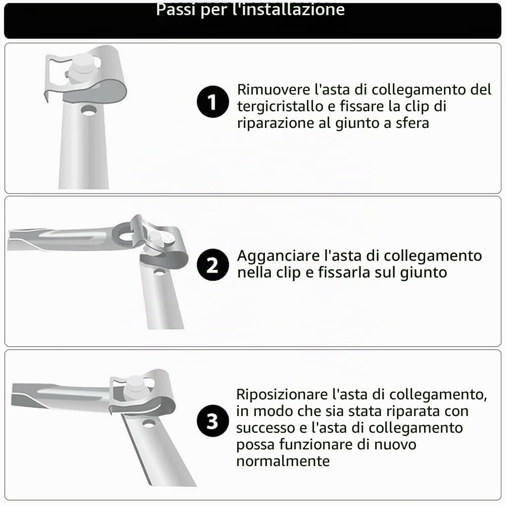 Clip di Collegamento del Tergicristallo,Clip di Riparazione della Biella del Tergicristallo,Kit Clip Riparazione Bracci Tergicristallo,Clip di Riparazione del Tergicristallo 4 Pezzi Tokaneit