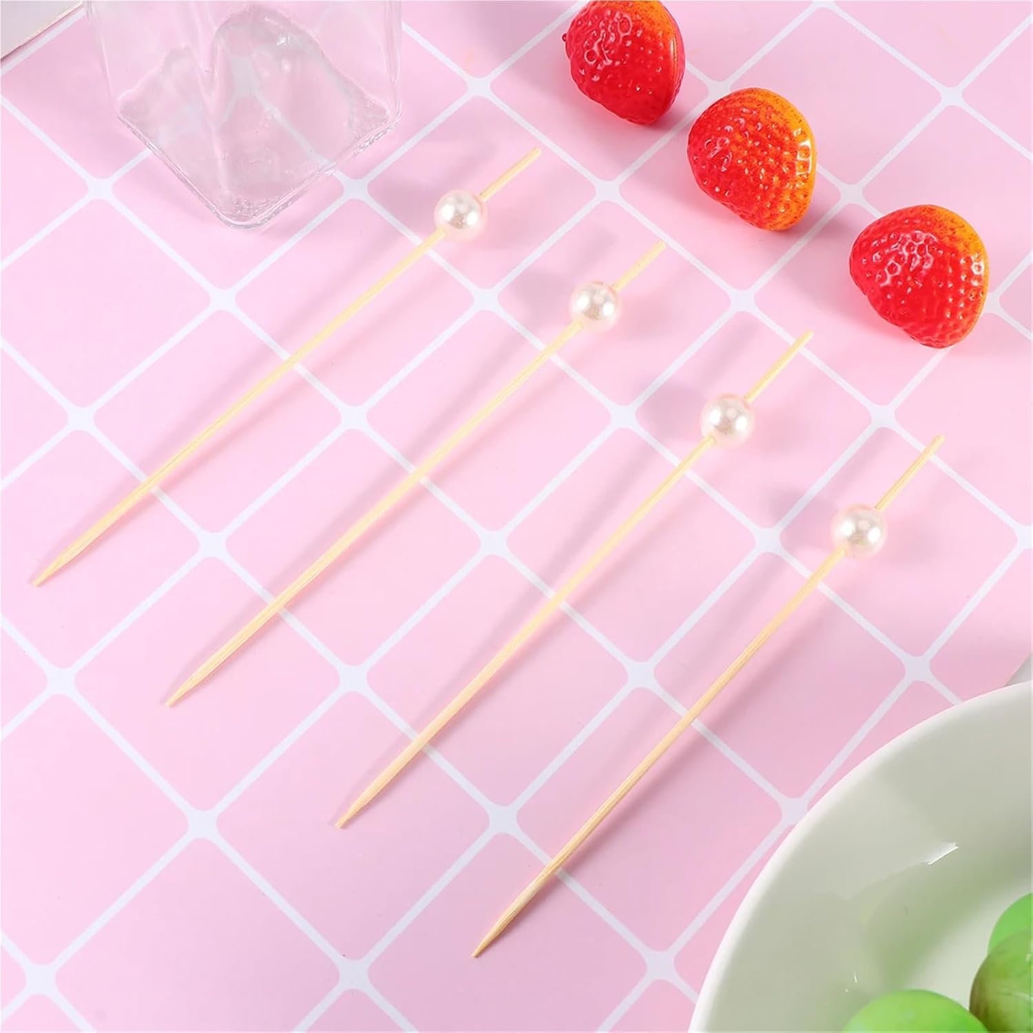 Cocktail Picks 1000pcs 12cm Fruit Stick Fancy Toothpicks for Appetizers Cocktail Toppers Pearls Soft For Garnish Skewering