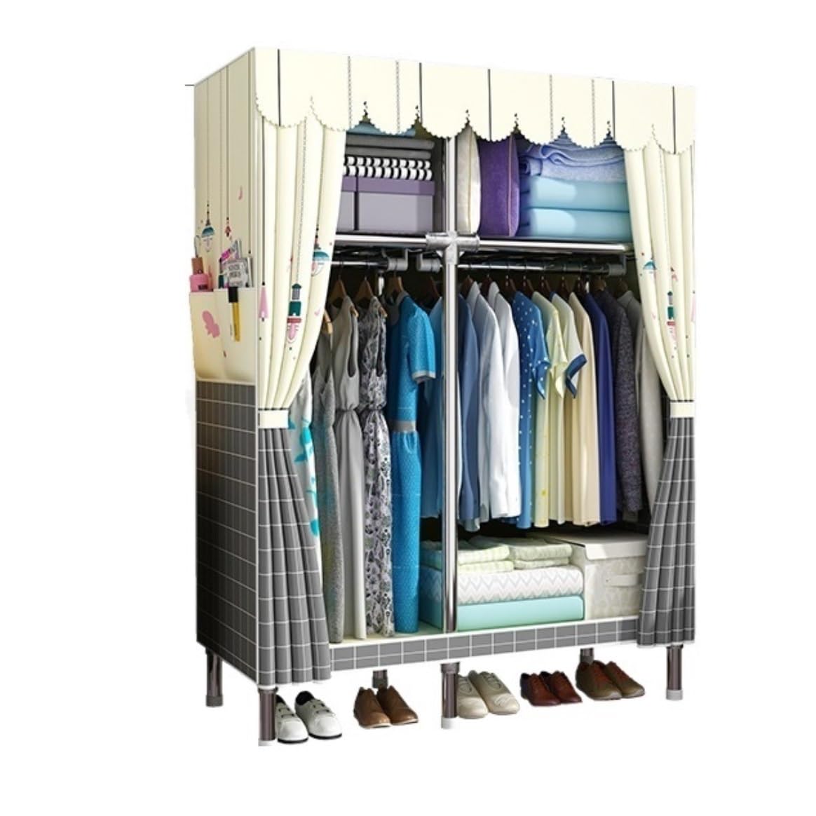 Wardrobe Closet Schrank Tragbarer Kleiderschrank Für Aufhängen Von Kleidung, Aufbewahrungsregale Für Schlafzimmer, Langlebig Closet Aufbewahrungsschrank(110 * 45 * 170cm)