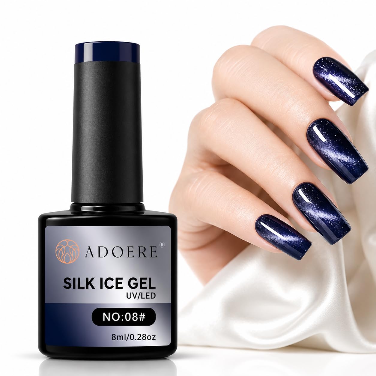 Silk Ice Gel & Cat eye gel Nail Polish, UV/LED Soak Off, Long-Lasting Professional Nail Colour, High-Shine Magnetic Effect,Jelly Gel Polish, 8ml, for Salon & Home Use (Blue Nebula SIG 008)-image-14