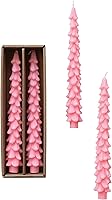 Vista 18 de Creative Co-Op Velas cónicas en forma de árbol sin perfume, color beige ponche de huevo, juego de 2 en caja