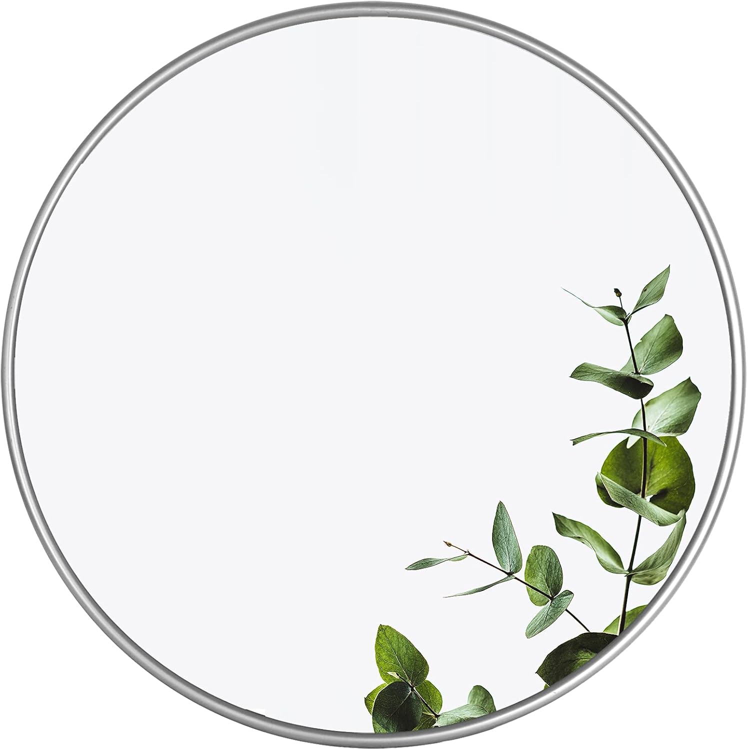 FUIN Decorative Wall Mounted Mirror, 32" Round Metal Frame, Silver, for Vanity Bedroom Bathroom Living Room