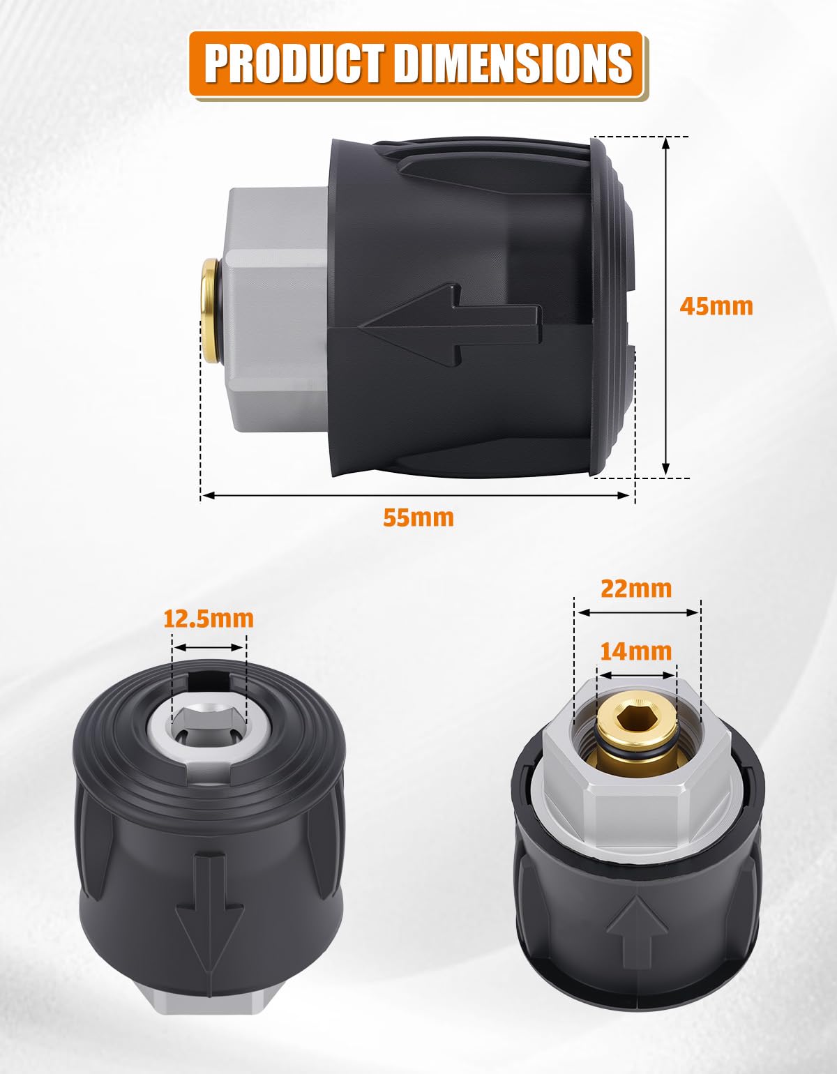 YUET Szybkozłączka do myjki wysokociśnieniowej złącze rurowe A M22 14 mm złącze adaptera węża ulepszony metalowy adapter rdzeniowy do myjki Karcher Kärcher