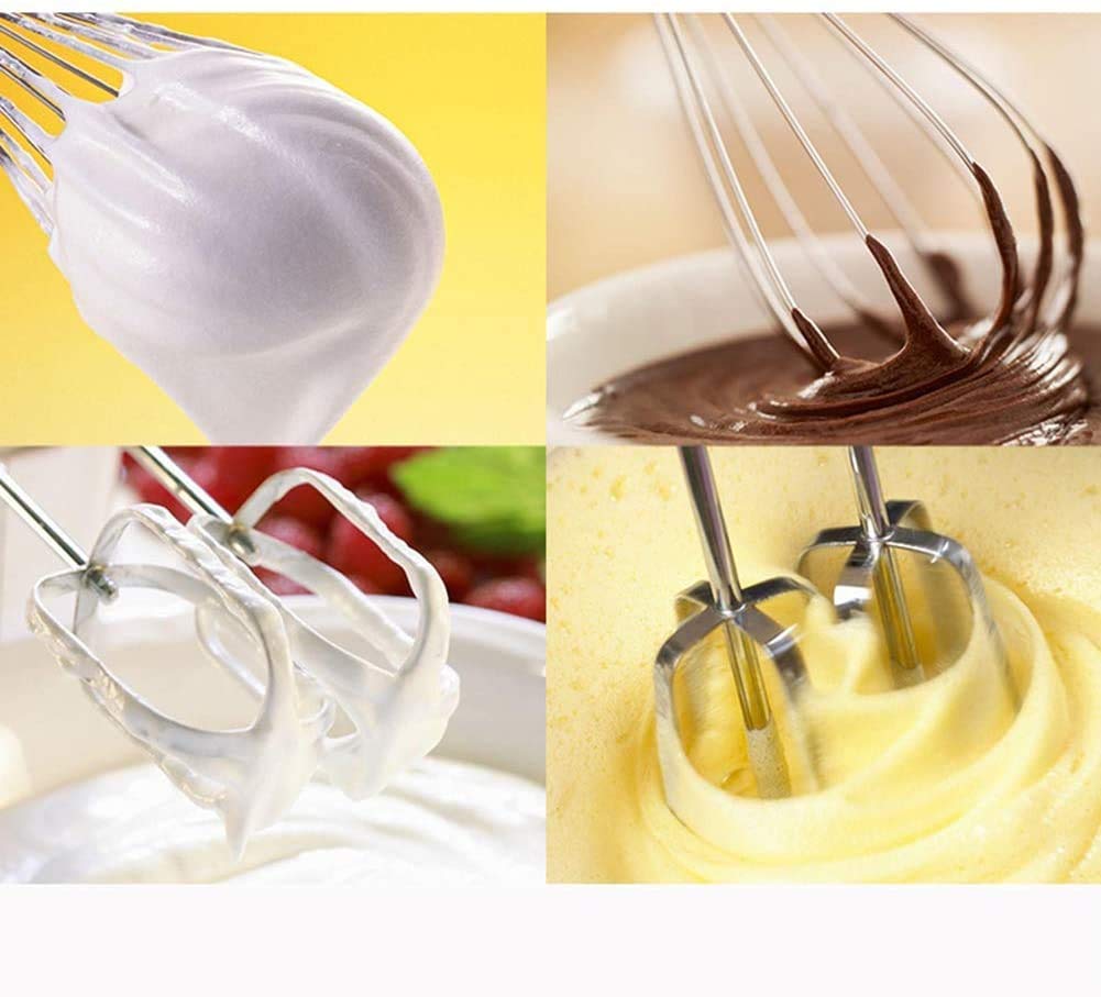 Frullatore Manuale a 5 velocità, Elettrico, frullatore da Cucina Ultra Potente da 200 W, con 4 attacchi in Acciaio Inossidabile (2 fruste cablate, 2 Ganci per impastare)