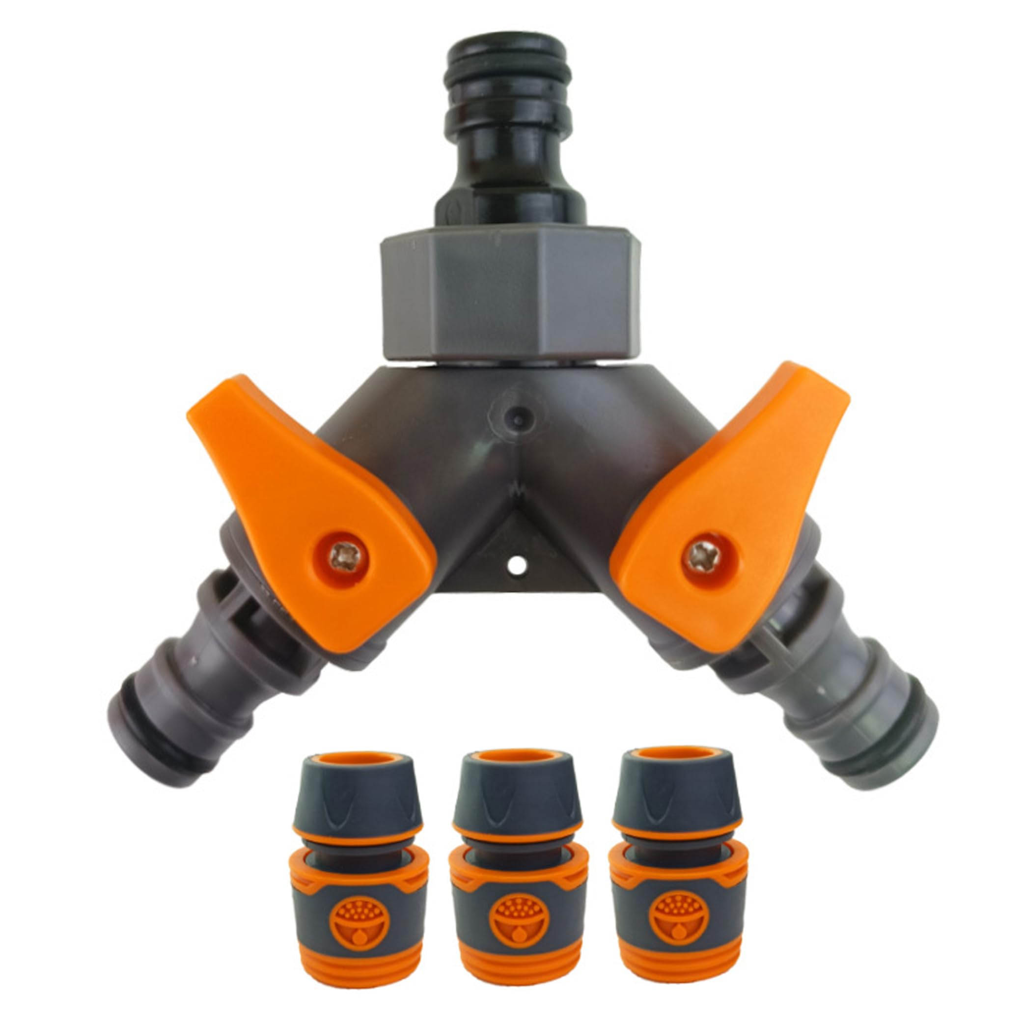 Hose Y Splitter, 3-Way Garden Hose Splitter with Shut-Off Valves & Quick Connect Fittings 1/2 Inch Plastic Outdoor Tap Connector Garden 3 Way Connector tap