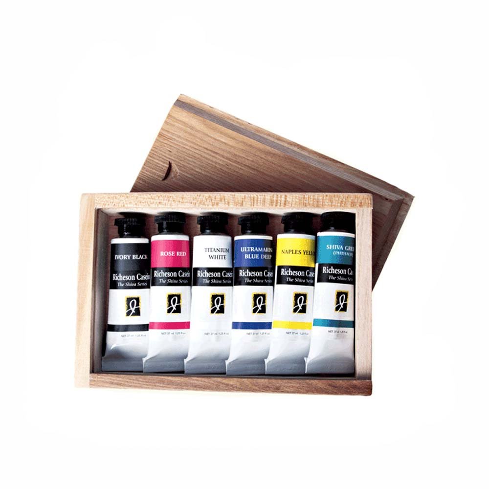 Boîtes en bois Jack Richeson Casein par lot de 6 pour le rangement de vos peintures