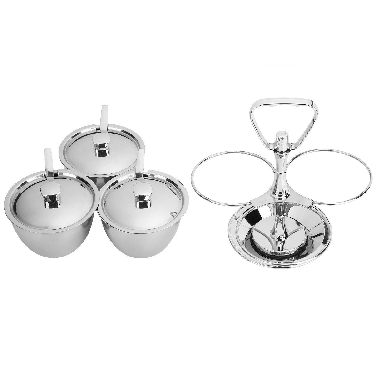 Organizador de soporte para condimentos para encimera de cocina, ollas para condimentos giratorias de acero inoxidable, juego de condimentos, azucarero