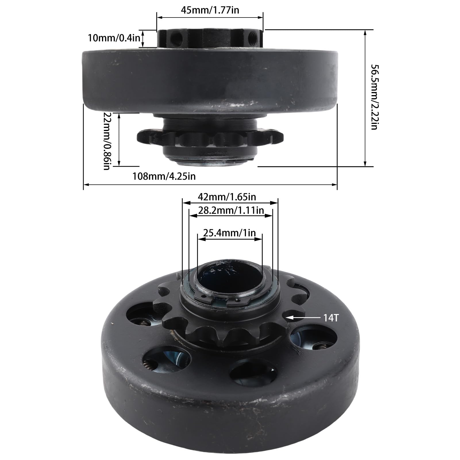Generic Embrayage Durable 14T Go Kart pour une Accélération Plus Rapide, Ouverture Centrale de 25.4mm, Chaîne à Rouleaux 40 41 420