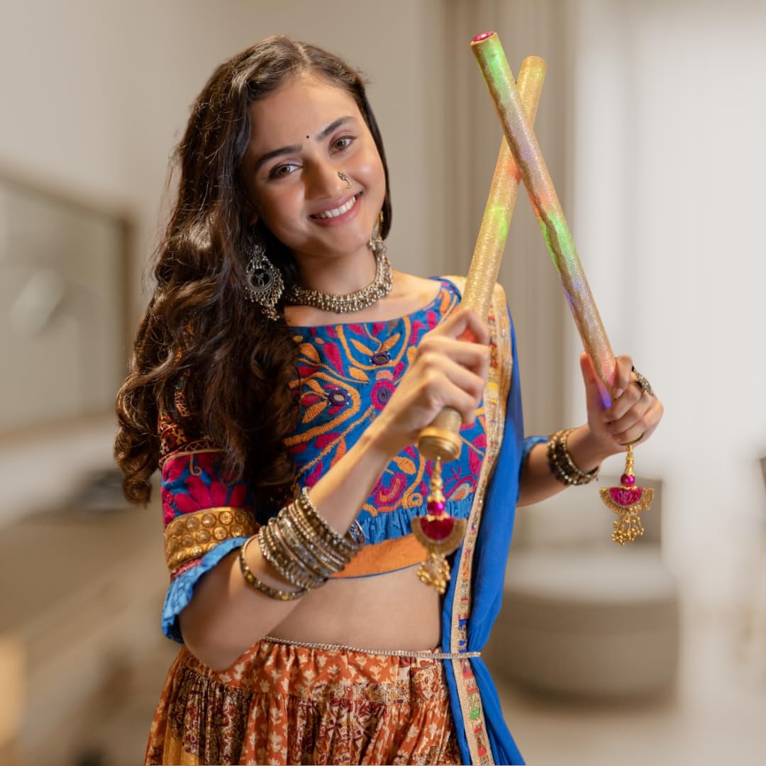 TechMax Solution Lighting Sparking LED Dandiya Light Decorative Dandiya Stick for Garba in Navratras and function in School or any event or in Wedding