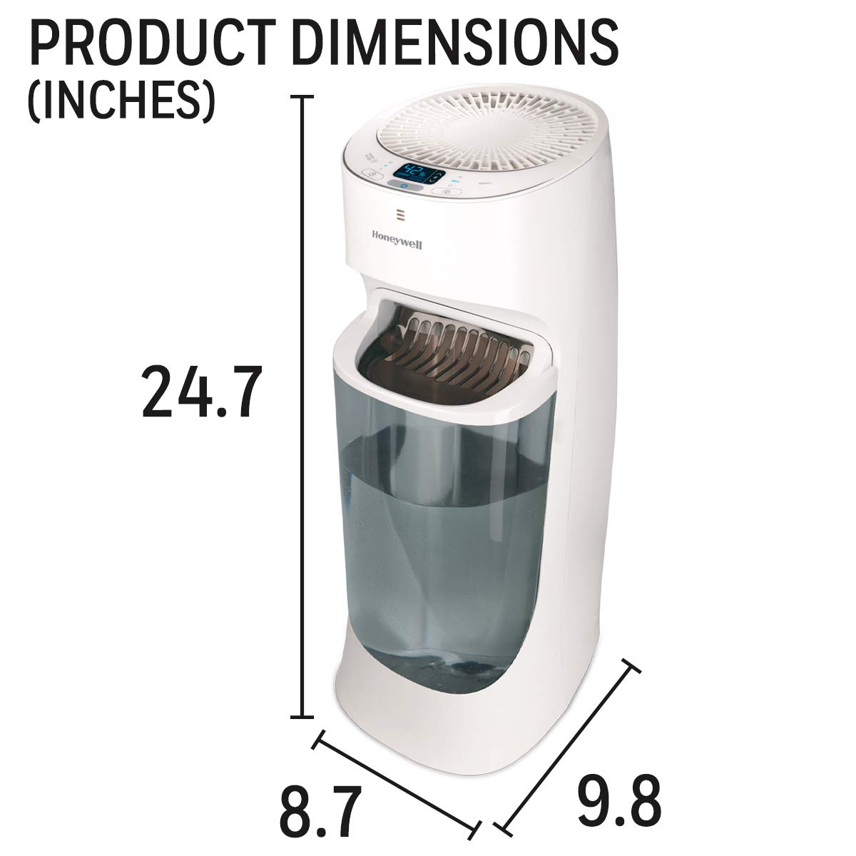 Honeywell Top Fill Tower Humidifier, Digital Humidistat, White Cool
