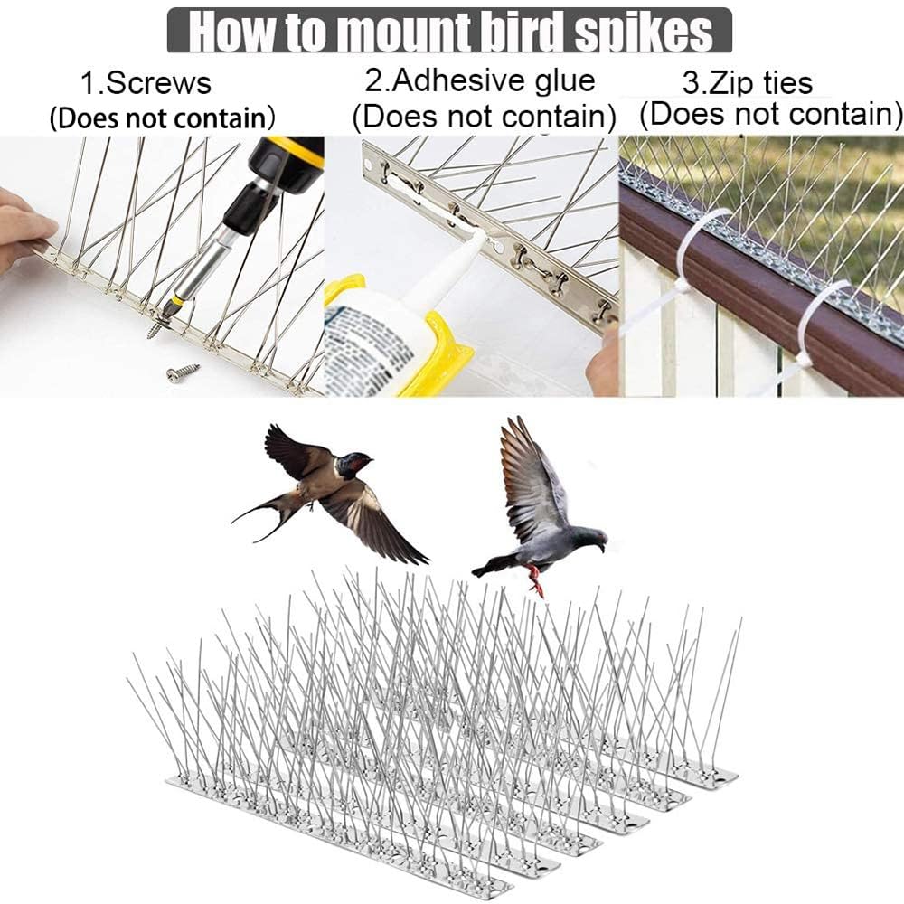 Clavos For Pájaros, Clavos For Palomas con Base De Acero Inoxidable, Ahuyentadores De Aves For Balcones Y Tejados, Gaviotas, Palomas Y Pájaros, Cobertura De 1-10 Metros(7M-14pcs Strip)