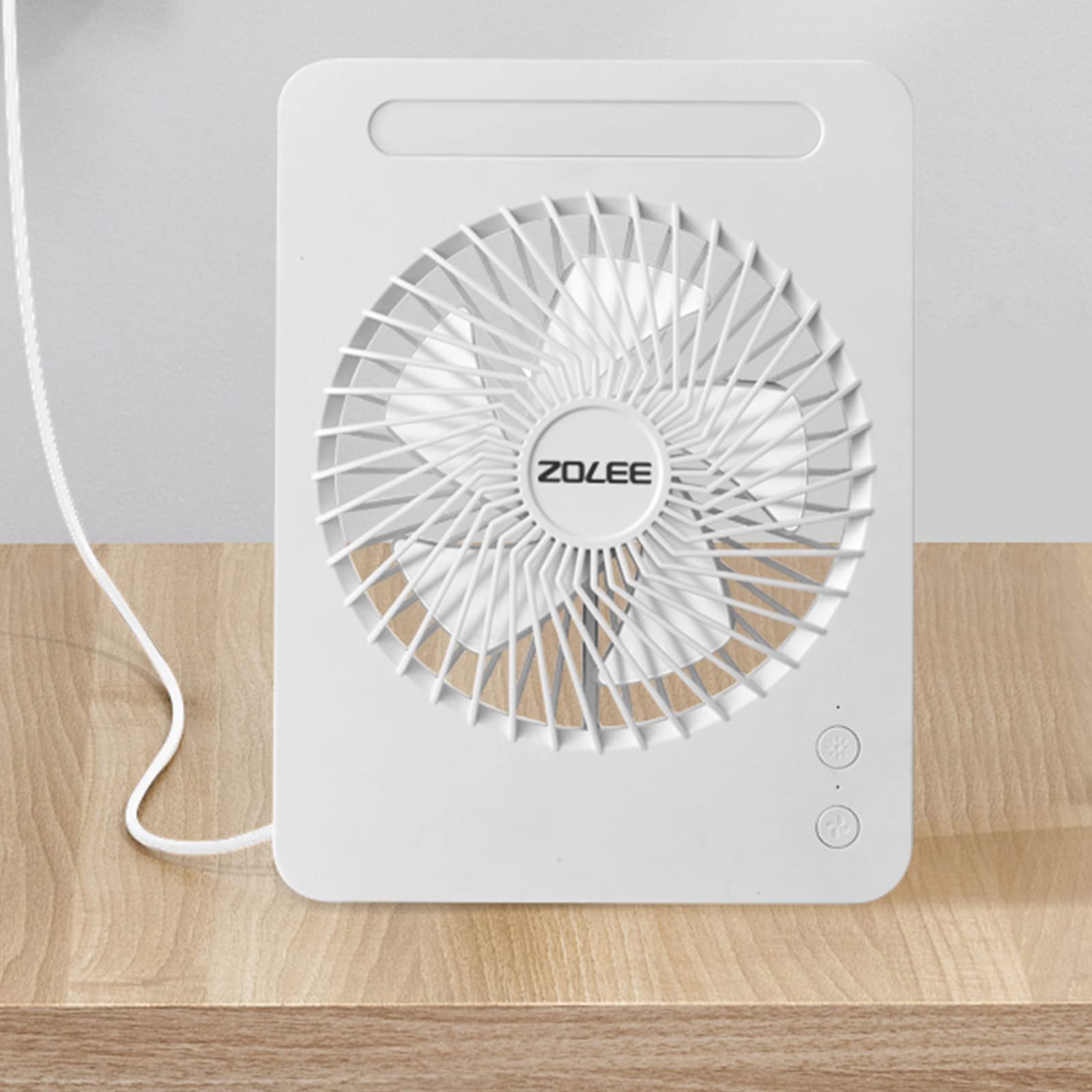 Petit ventilateur de table électrique 2400 mAh avec lampe LED rechargeable