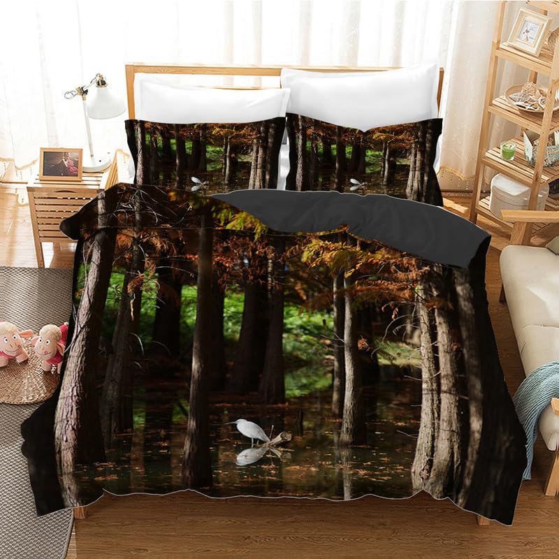 Parure de lit enfant forêt 90x190 avec housse de couette et taie 65x65 en microfibre