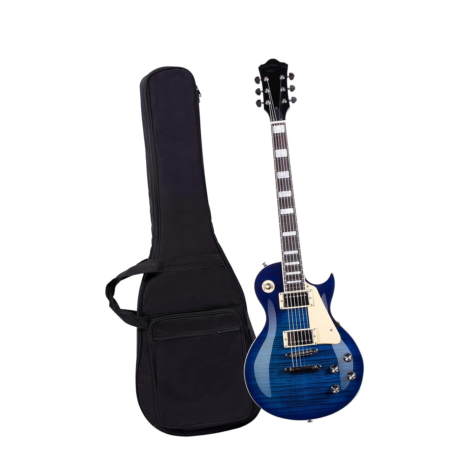 Electric Guitar Chitarra Elettrica A Corpo Solido Con Custodia Protettiva Ideale Per Musicisti Principianti(Blue)