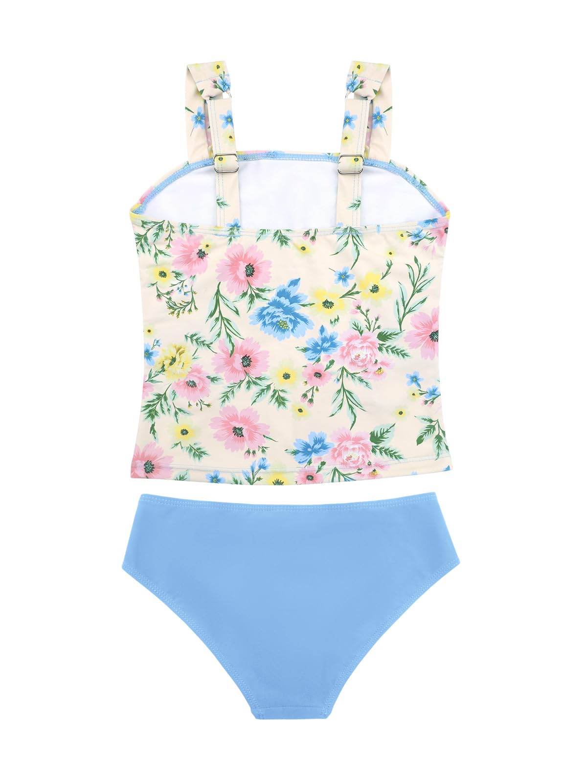 SHEKINI Tankini da bambina, set da 3 pezzi, con canottiera e slip con gonna copricostume, età 8-14 anni
