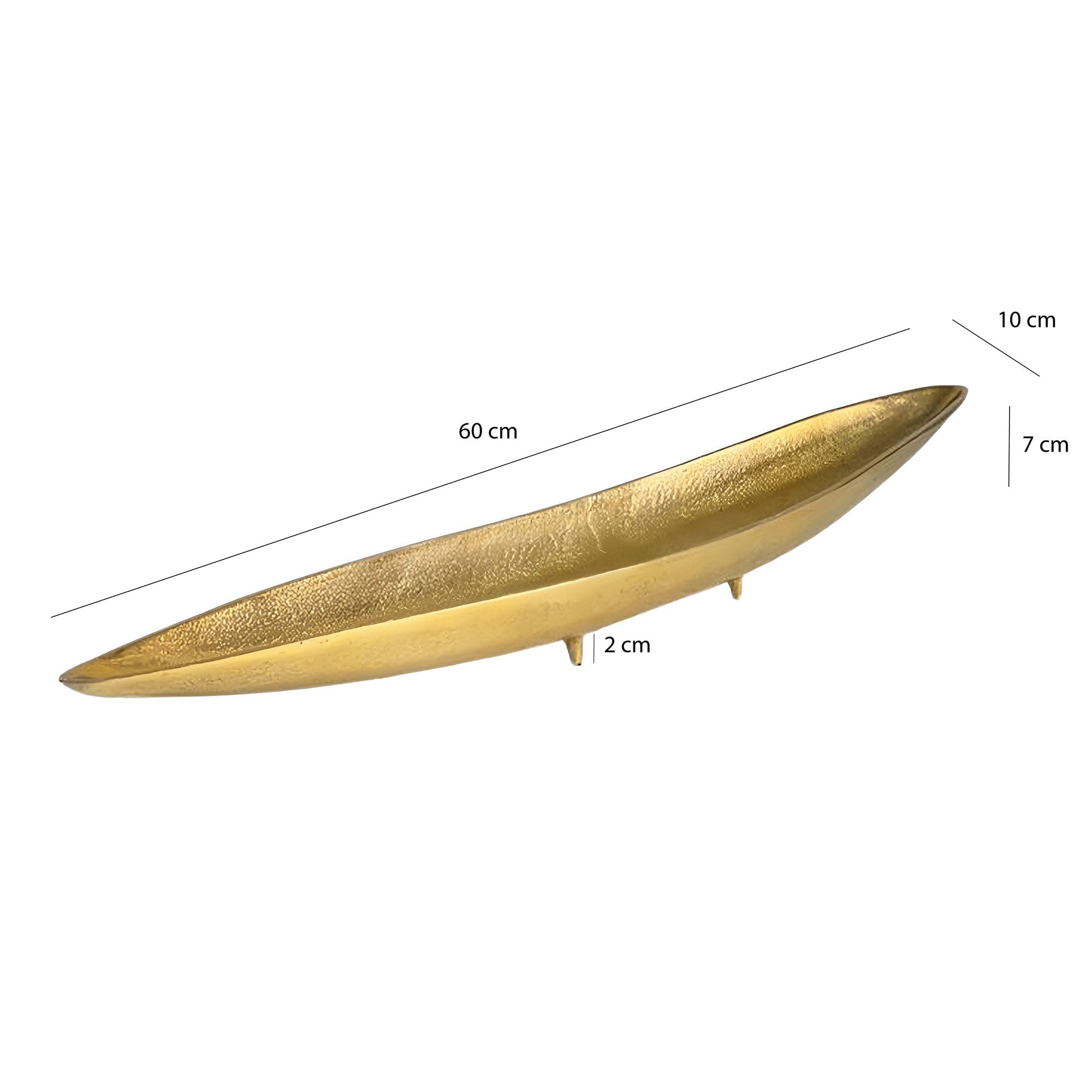 FineBuy Misa Dekoracyjna 60 cm Aluminium Złota | wąska misa jako dodatek do wnętrz, dekoracja stołu do stół i komodę, ręcznie wykonany unikat, misa na owoce