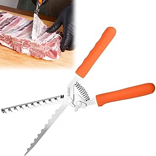 Rib Membrane Remover Tool, Stainless Steel Cooking Accessories, Meat Prep Tool with Non-Slip Ergonomic Grip, Dishwasher Safe, Easy Kitchen Rib Prep for Smoking Grilling(Orange)