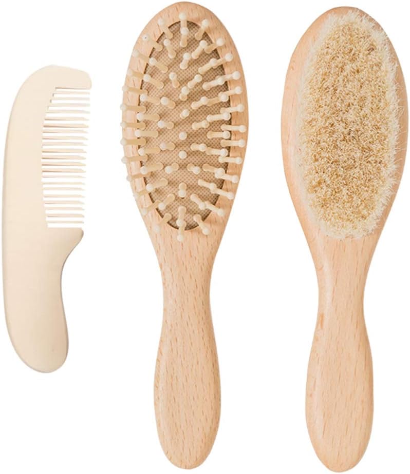 Exceart 赤ちゃんのヘアブラシと櫛セット新生児用竹木製ヘアブラシバスクリーニングブラシベビー Exceart 赤ちゃんのヘアブラシと櫛セット新生児用竹木製ヘアブラシバスクリーニングブラシベビー
