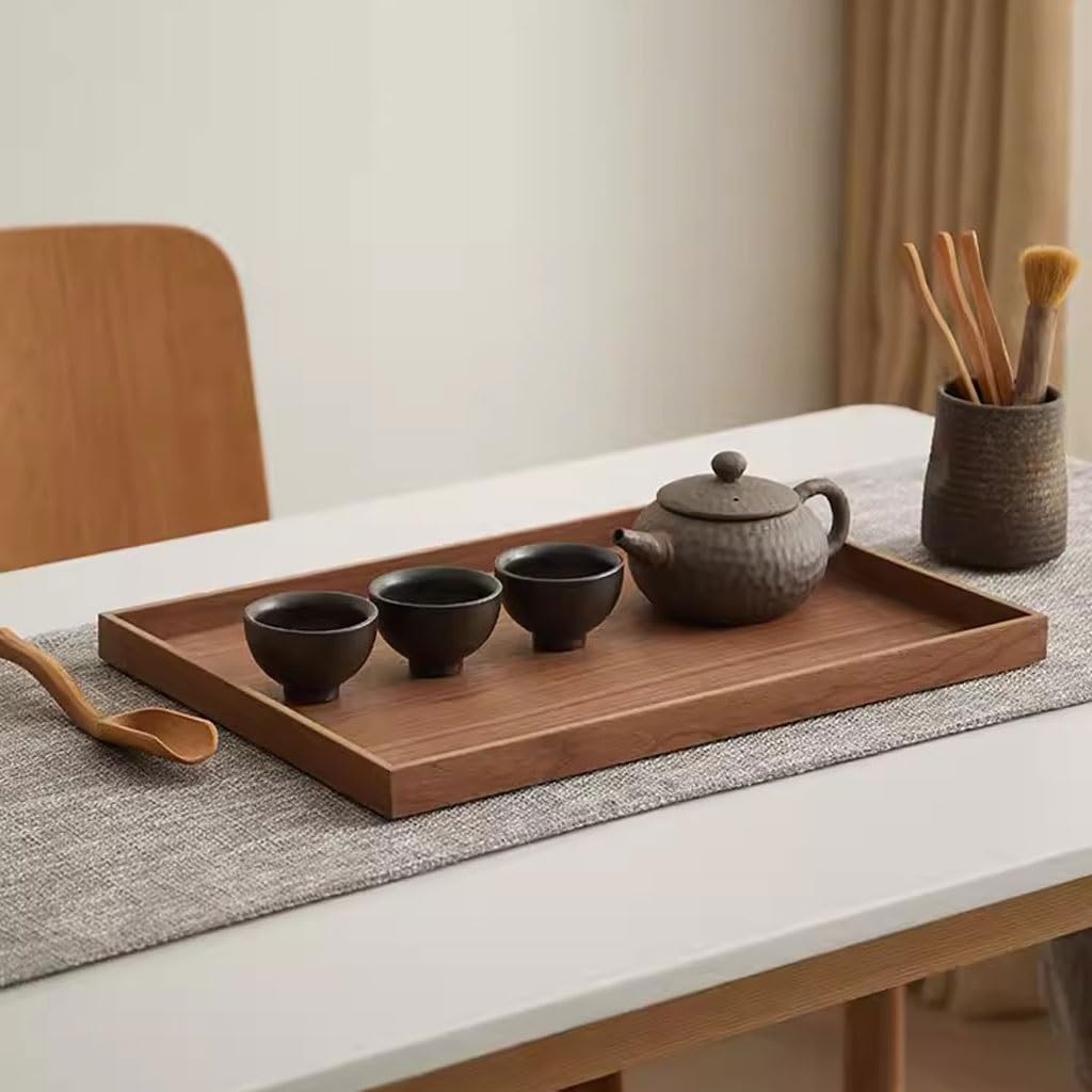 Bandeja de Madera Japonesa para Servir Pizza, té, Rectangular, para Uso doméstico, para Tartas, de Madera Maciza, para café, para Comer en el Regazo (A)
