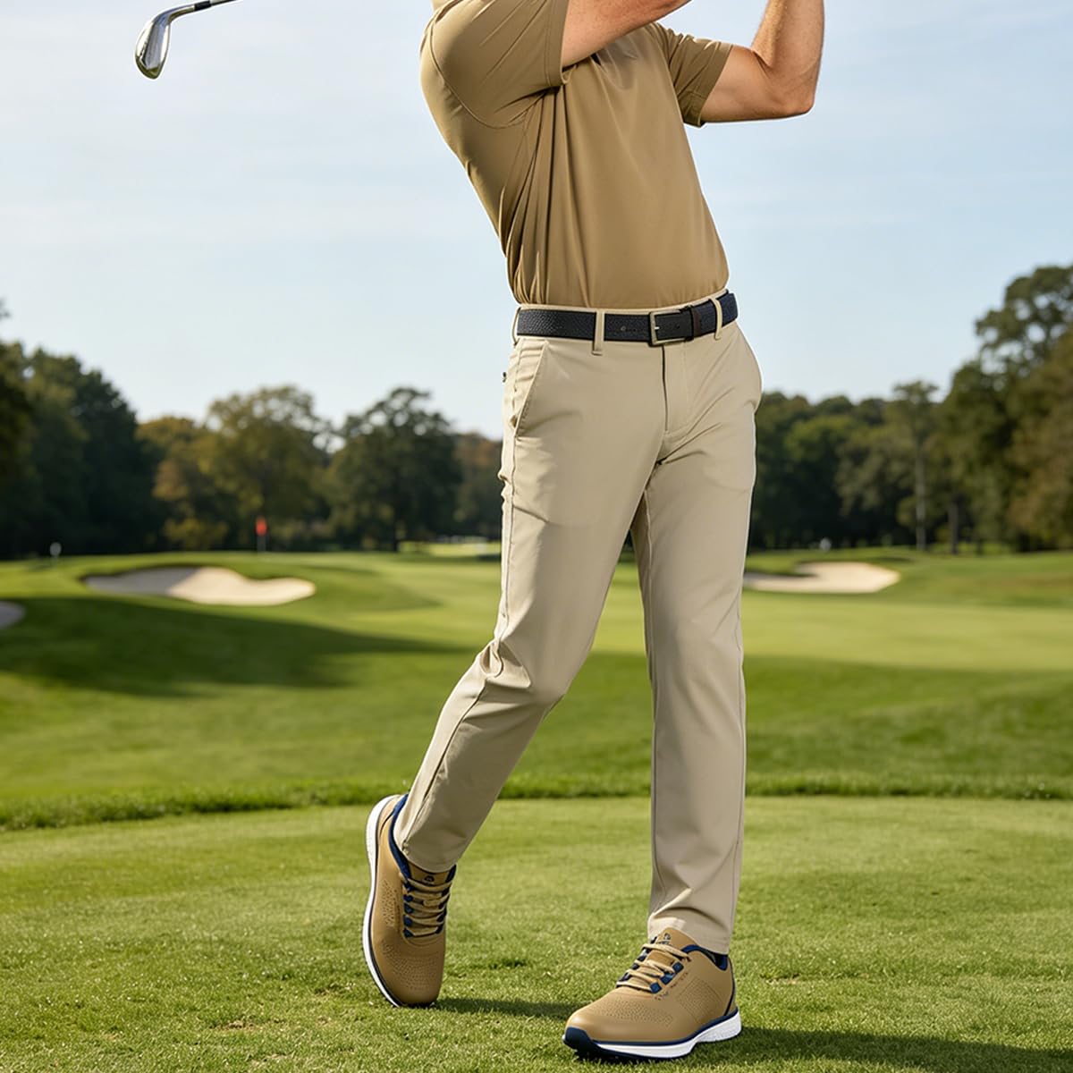 Zapatos de Golf para Hombre Impermeables y Confortables Sin Clavos Zapatillas De Deporte Entrenamiento De Golf Transpirables Y Clásicas