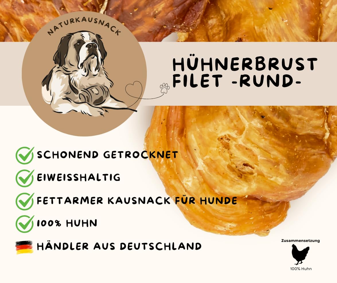 Warnick´s Tierfutterservice - Hundesnack – Hühnchenbrustfilet 3 kg – fettarm, proteinreich & getreidefrei – 100 % Huhn – Naturkausnack ohne Zusätze – ideal zur Zahnpflege & Belohnung - Vorratspaket