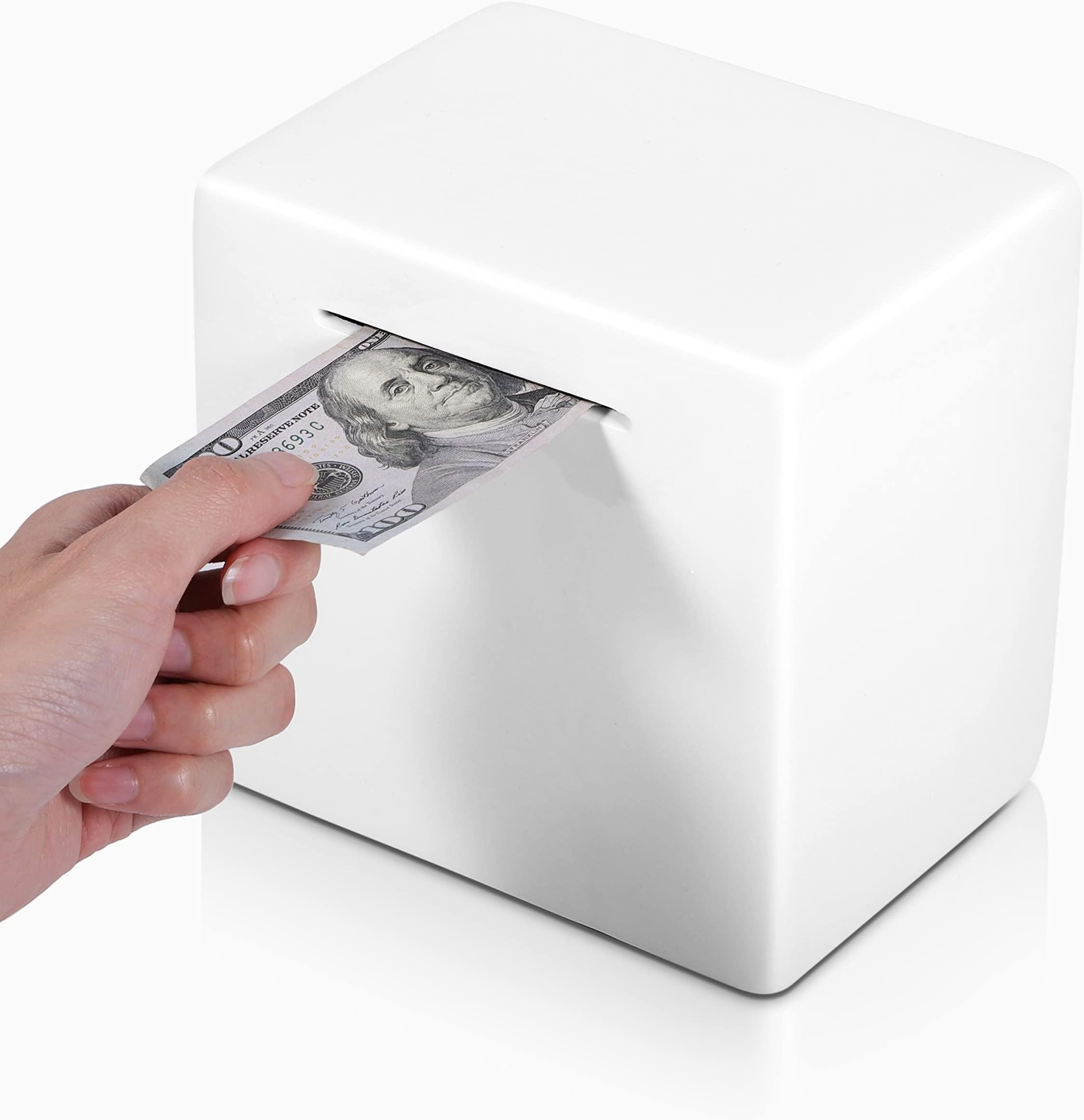 QYINXIU Piggy Bank for Adults,Must Break to Access Money, Ceramic Savings Bank, Can Only Save The Piggy Bank That Cannot be Taken Out (White)