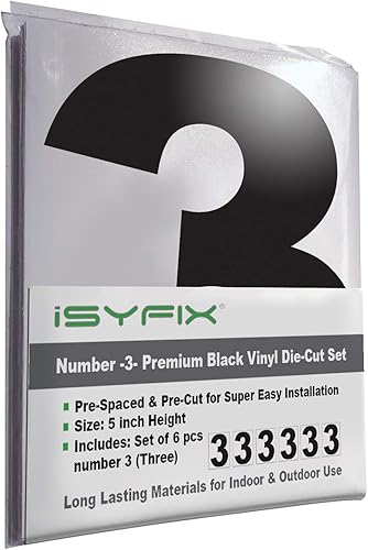 Vista 19 de iSYFIX Calcomanías de vinilo negro número 4 (cuatro) - 6 paquetes de 10 pulgadas autoadhesivas - Calcomanía troquelada y preespaciada para buzón, 4