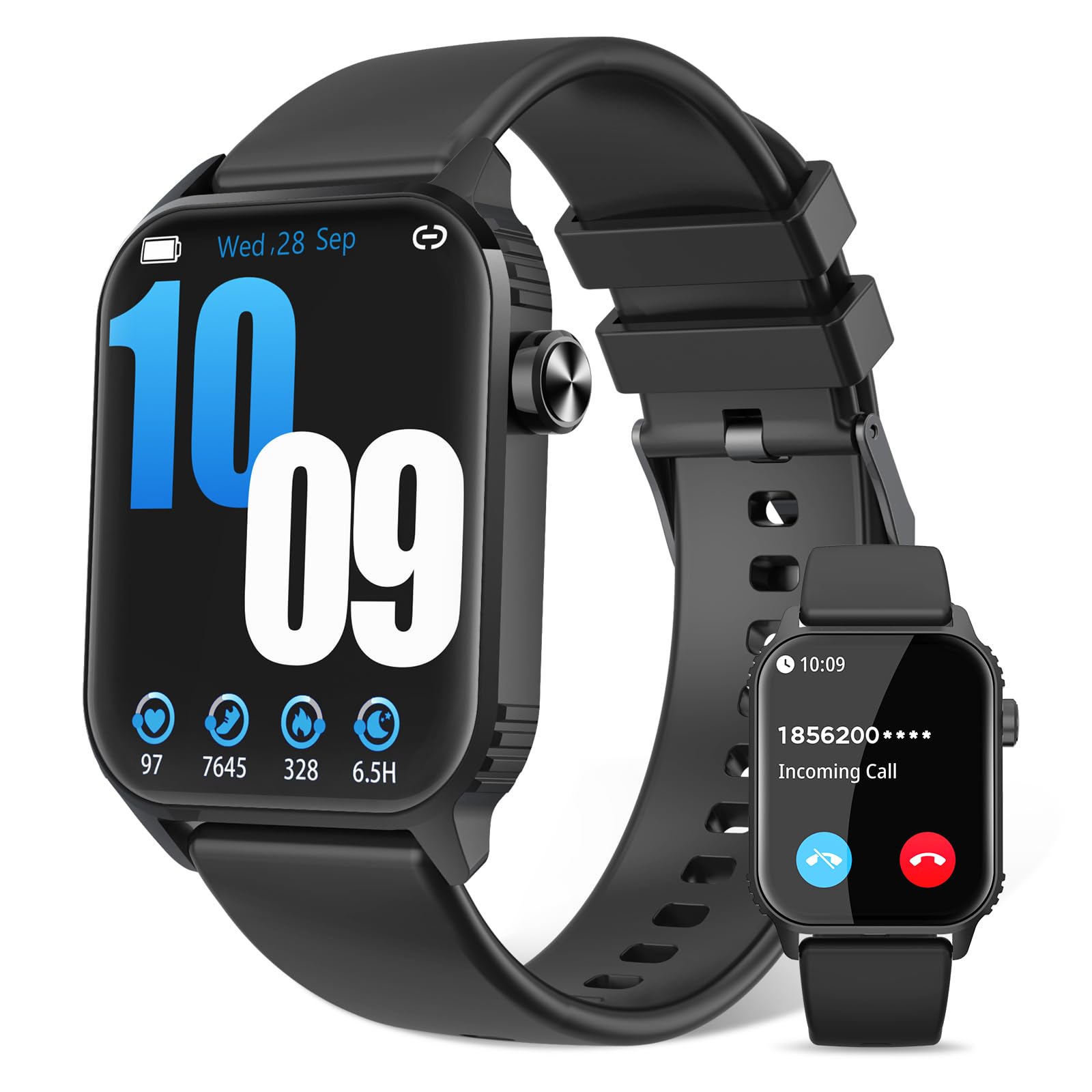 Smart Watch for Men, 120+ Sports Modes Smartwatch with 1.83" HD Touchsreen, Sleep Monitor, IP67 Waterproof, Bluetooth Call & Music Control Fitness Watch for iPhone/Android Black