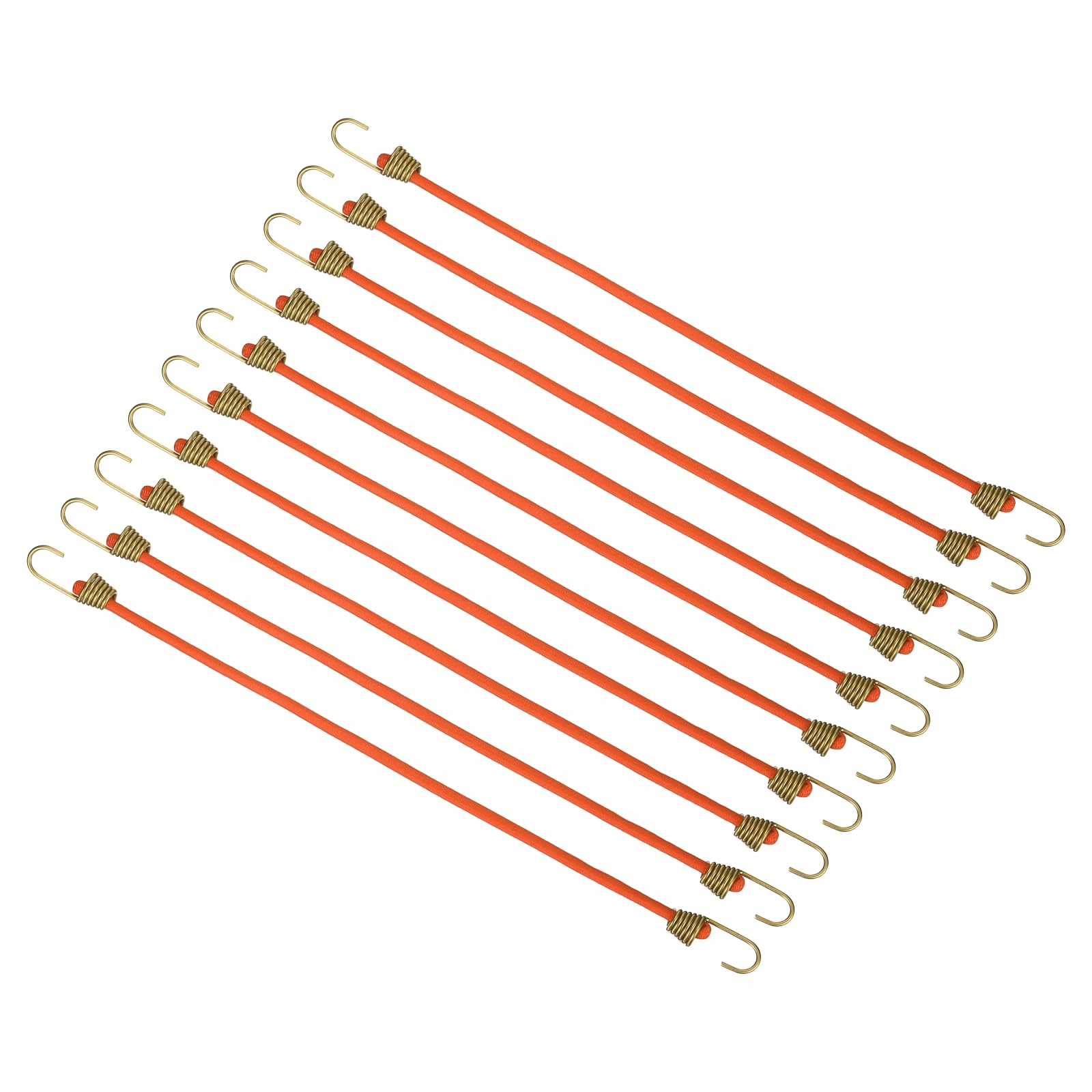 PATIKIL Bungee Cords with Hooks, 25.4cm, Orange, 10 Pcs