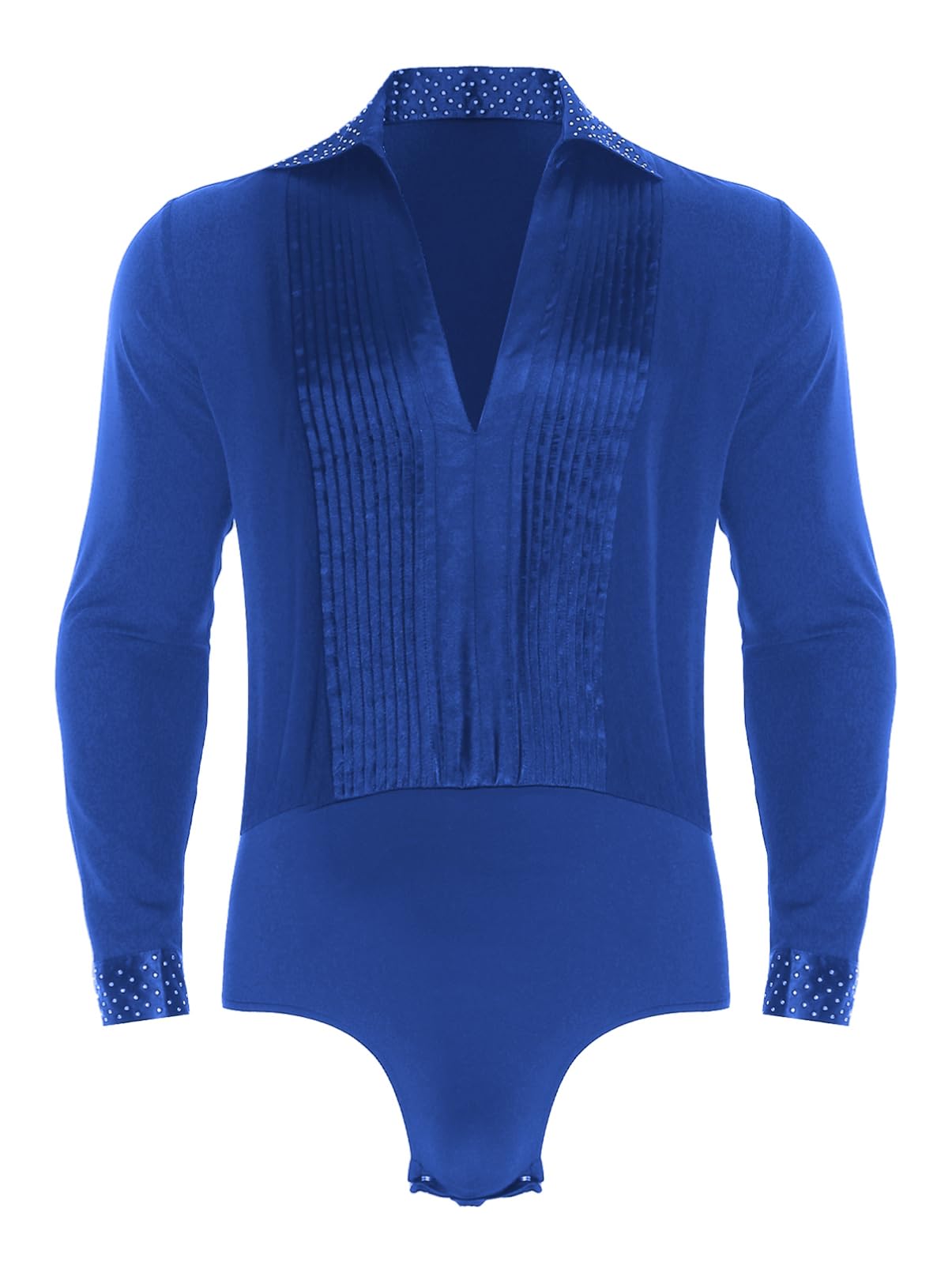 Aislor Maillot De Baile De Patinaje Artístico Para Hombre Body Plisado De Manga Larga Con Cuello En V Camisa De Baile De Jazz Latino