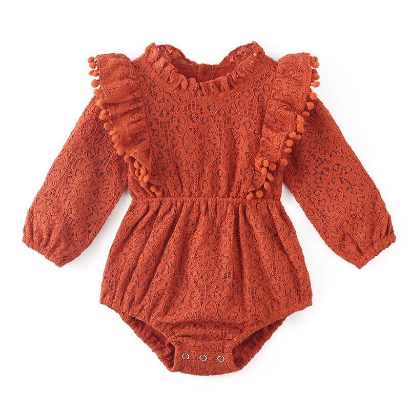 Image of Simplee kids Baby Girls Rompers Long Sleeve Pompoms Infant Toddler Jumpsuit for Spring Fall Winter