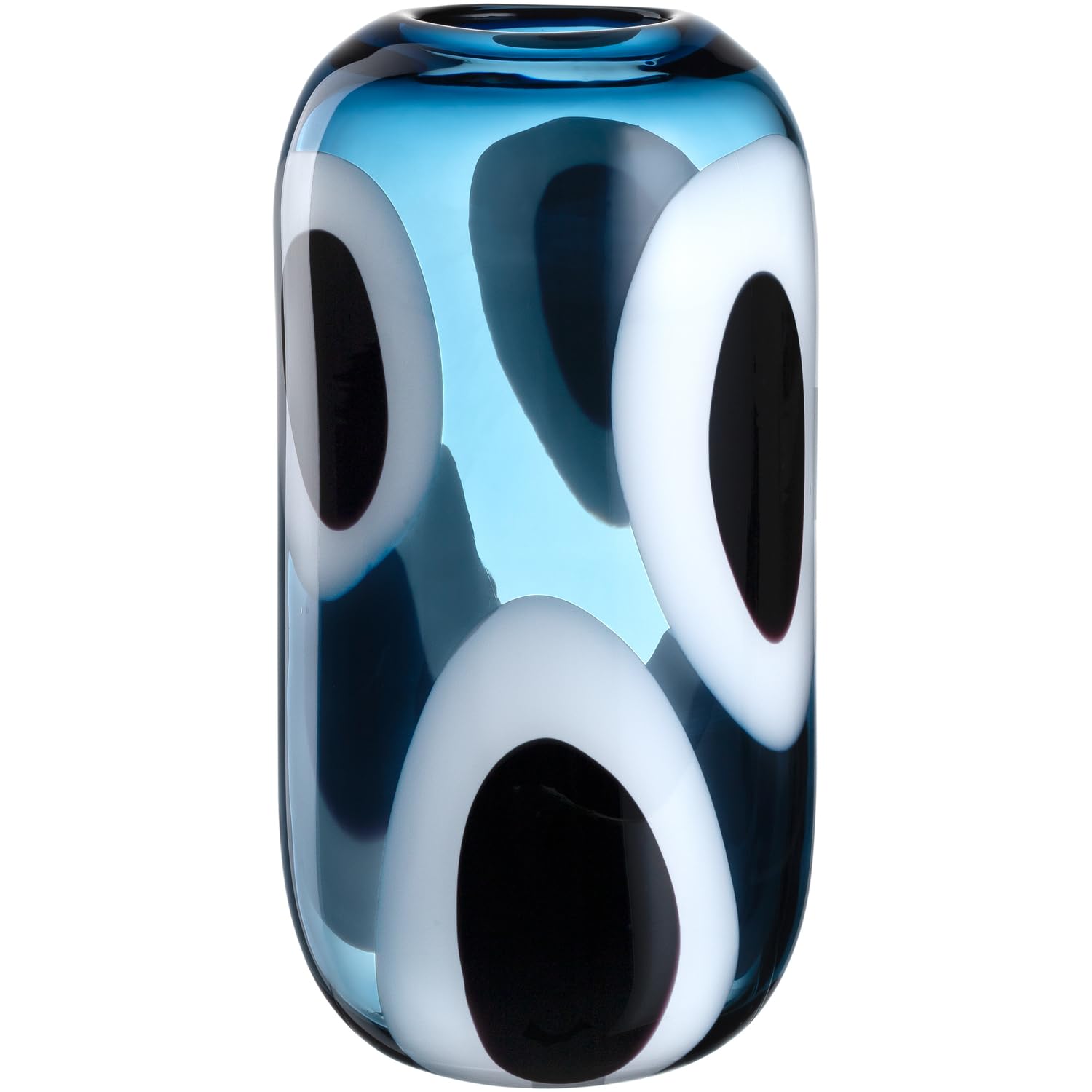 Vase en verre bleu artisanal LEONARDO HOME Occhi Blu, œuvre d'art unique de 33 cm