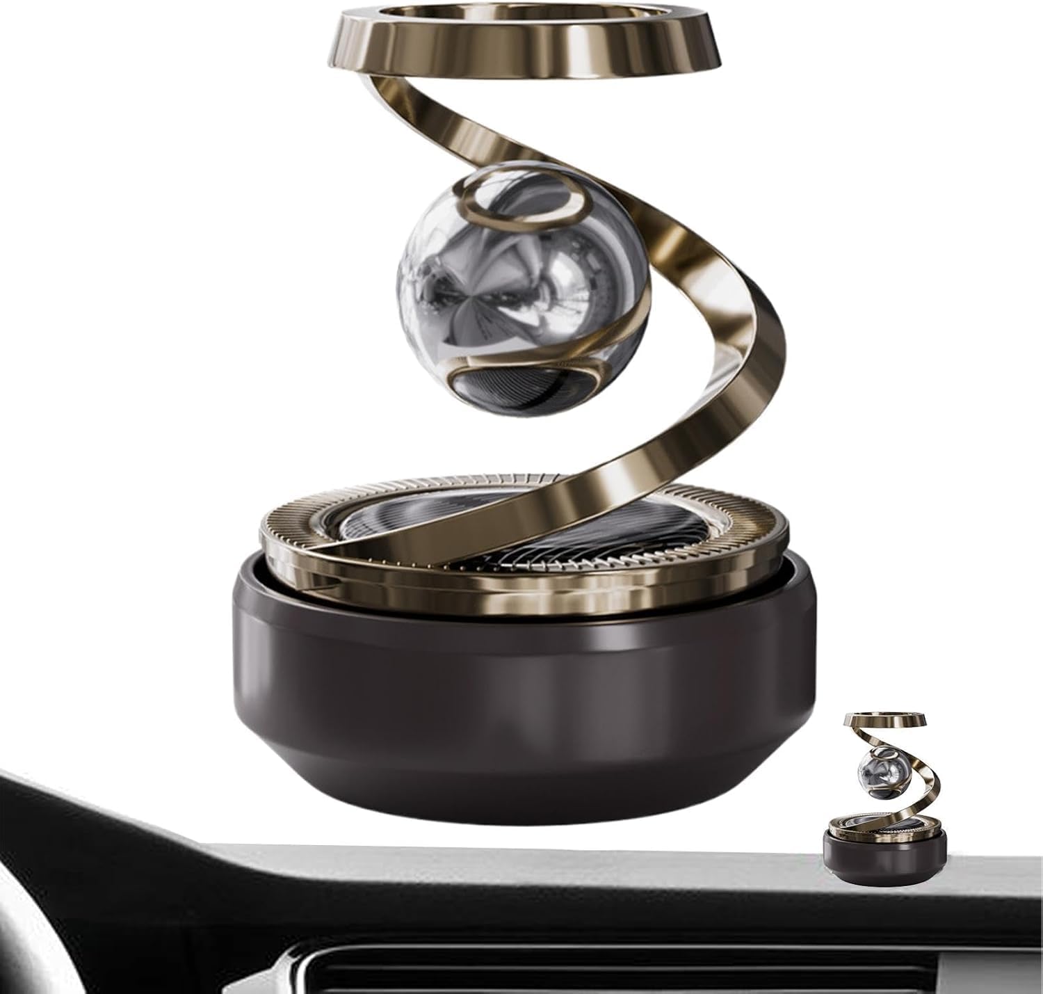 Solar Car Air Freshener Aromatherapy Diffuser with Automatic Rotating Ring - Dashboard Perfume Fragrance Device with Beech Wood Core for Long Lasting Scent in Car Interior Decoration-image-24