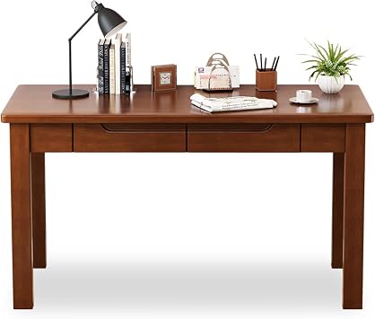 Solid Wood Computer Desk with 2 Drawers Modern Home Office Desk Study Table - 47 Inch White.Work Table for Office & Home Use.