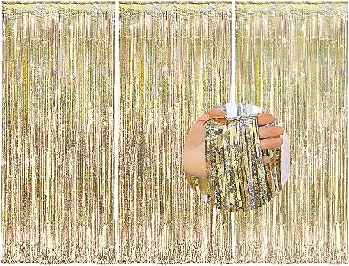 Lot De 2 Rideaux à Franges Bleu Clair Métallisé, Décorations