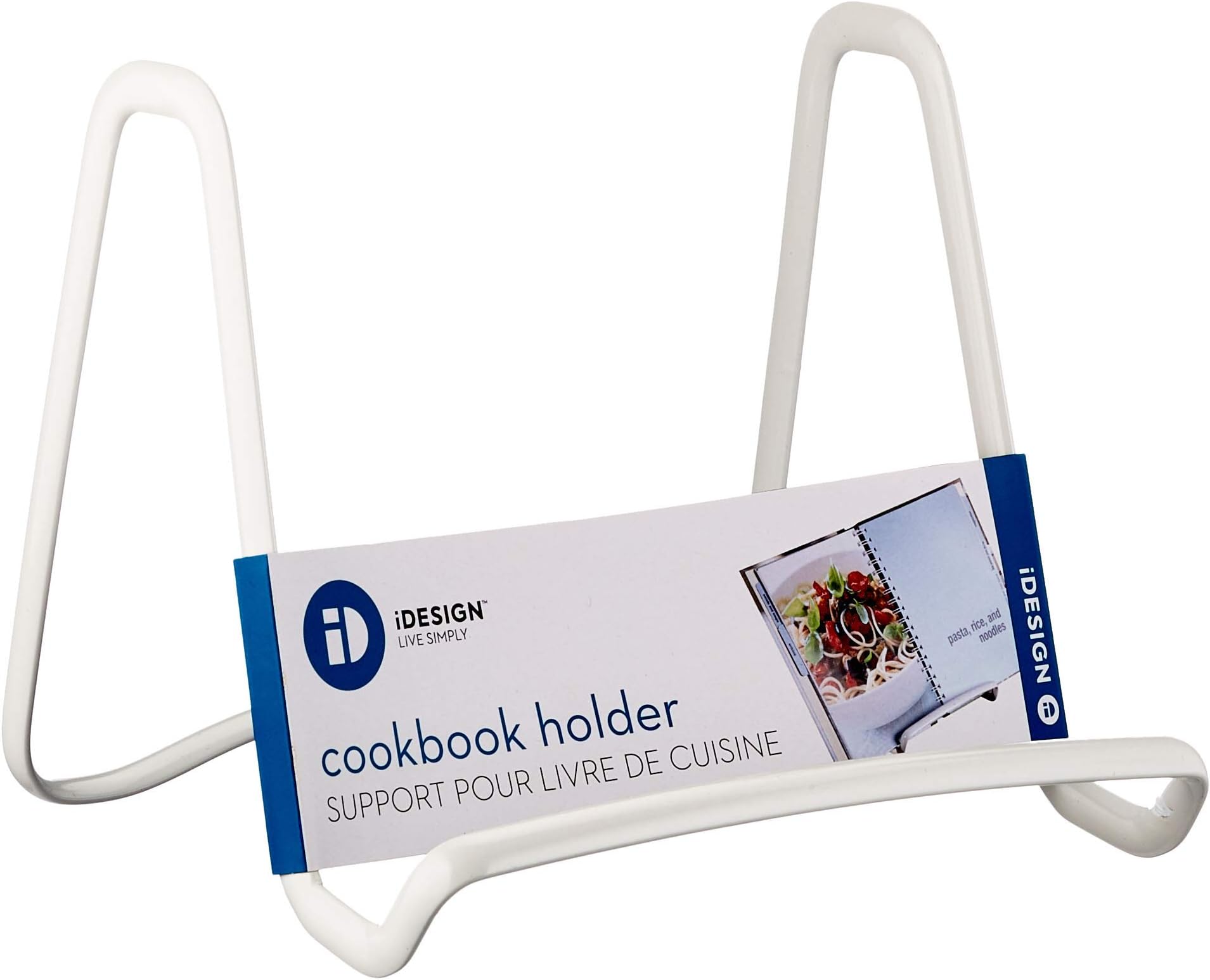 iDesign 59496 Table Top Easel, Metal Plate and Cookbook Stand for Tables and Worktops, Stylish Free Standing Plate Stand for Kitchen, White