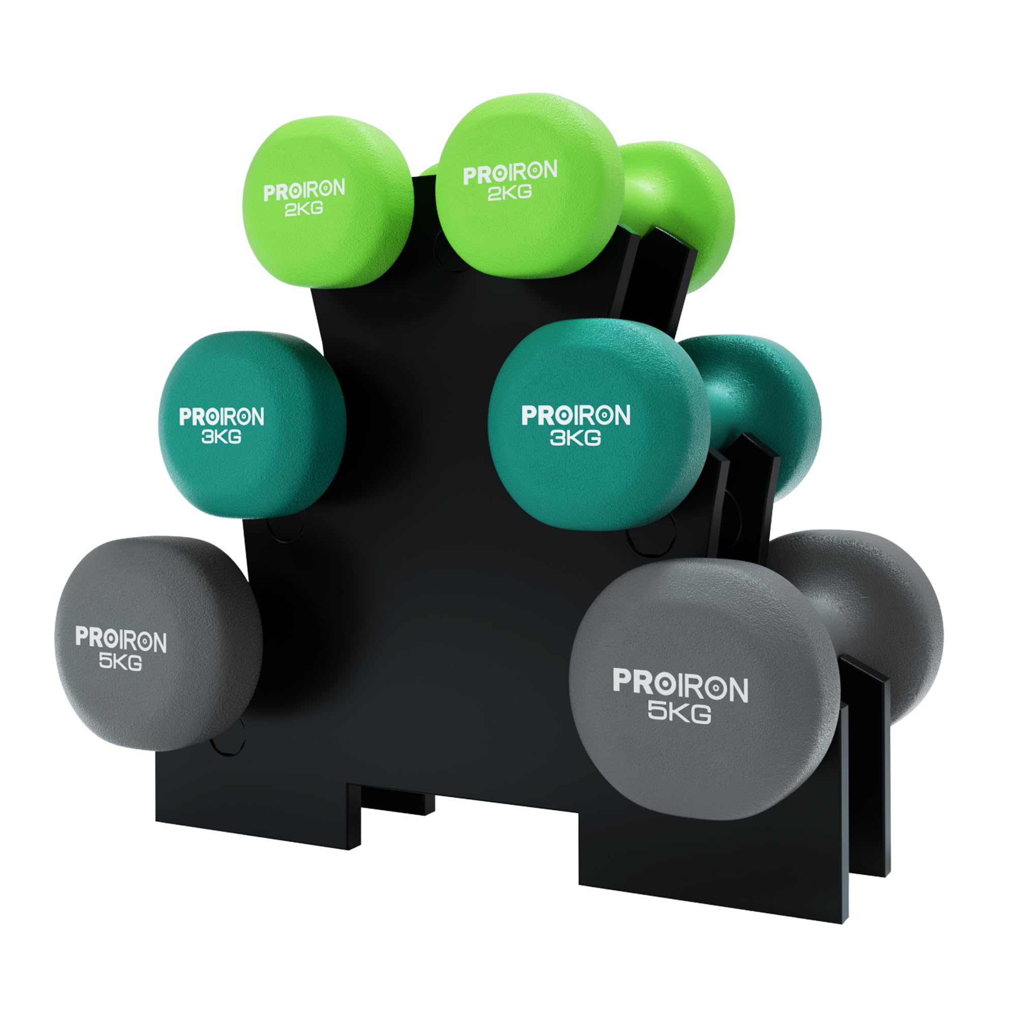 PROIRON ダンベル セット2kg 3kg 5kg (2個セット) ラック付 筋トレ 哑铃 ウエイト カラー 鉄アレイ dumbbell