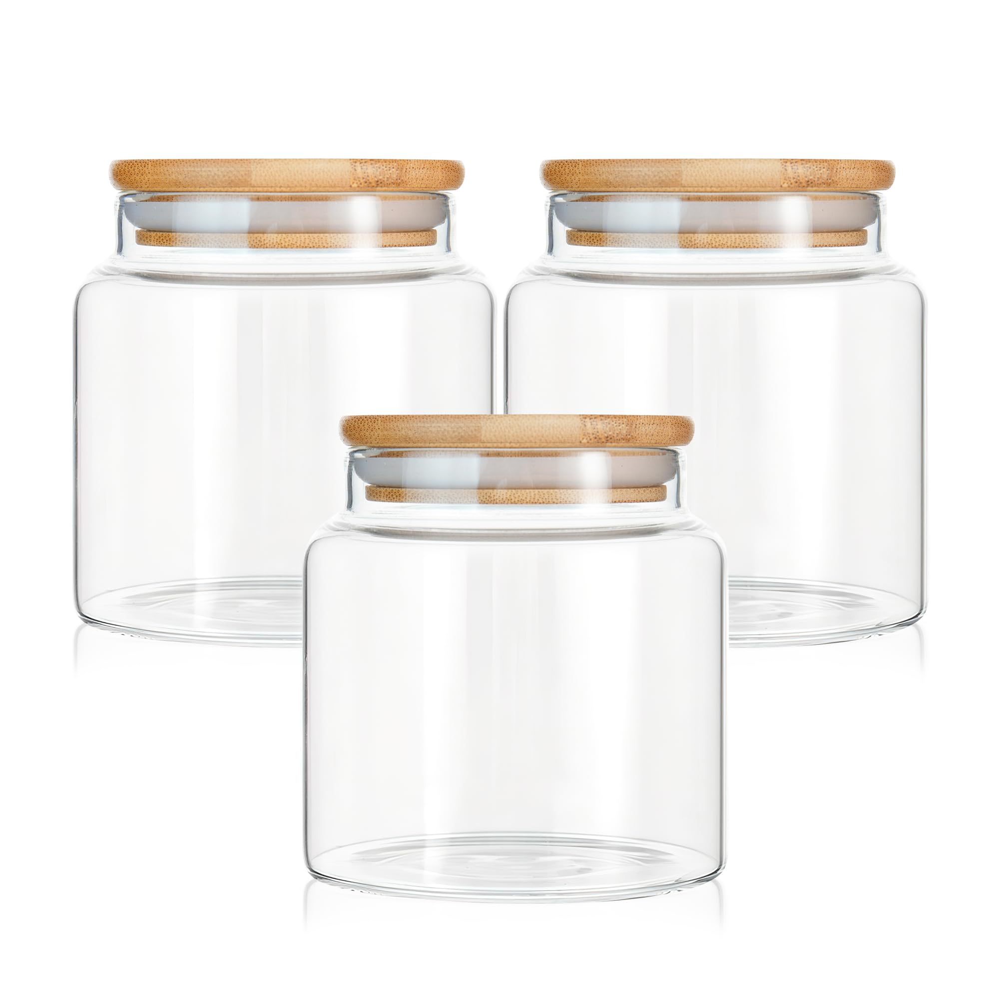 INCETUE 480 ml Clear Storage Container with Lid, Small Glass Jar Set of 3