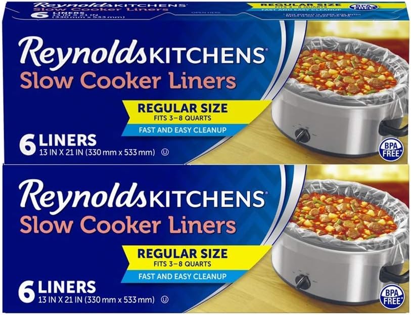 Reynolds Kitchens Slow Cooker Liners, Regular (Fits 3-8 Quarts), 6 Count (Pack of 2), 12 Total
