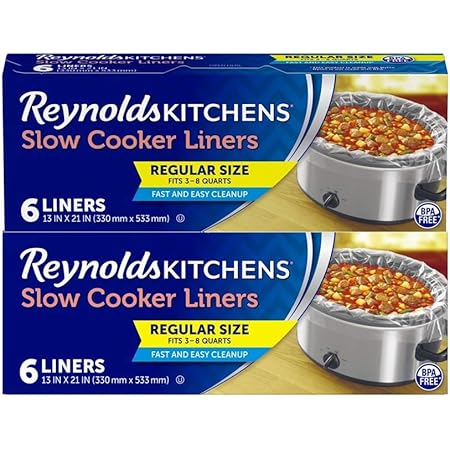 Reynolds Kitchens Slow Cooker Liners, Regular (Fits 3-8 Quarts), 6 Count (Pack of 2), 12 Total