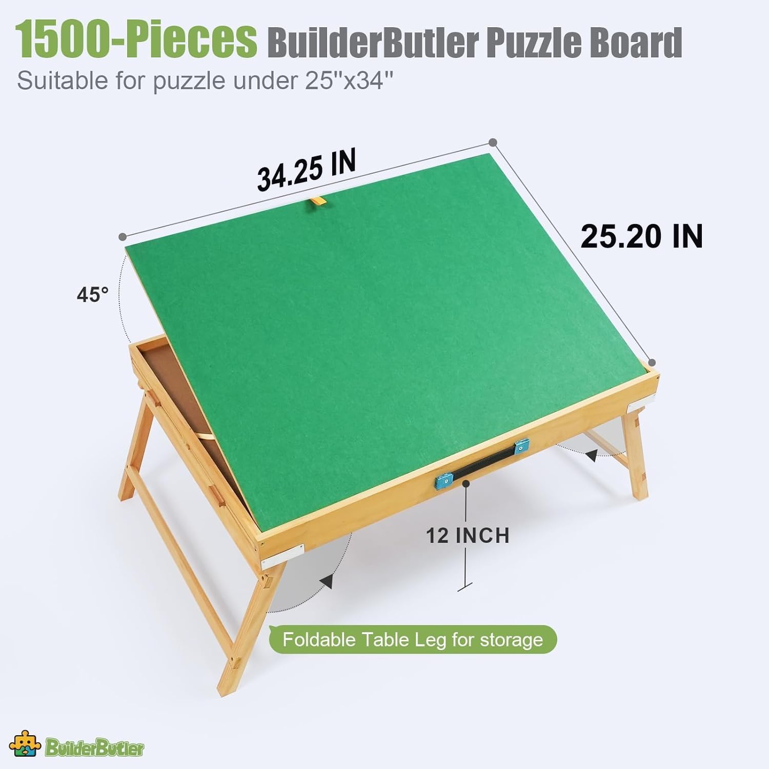 1500 Pieces Puzzle Table with Legs,34.25" x 25.2" Wooden Jigsaw Puzzle Board with 4 Drawers & Cover,3-Tilting Angles