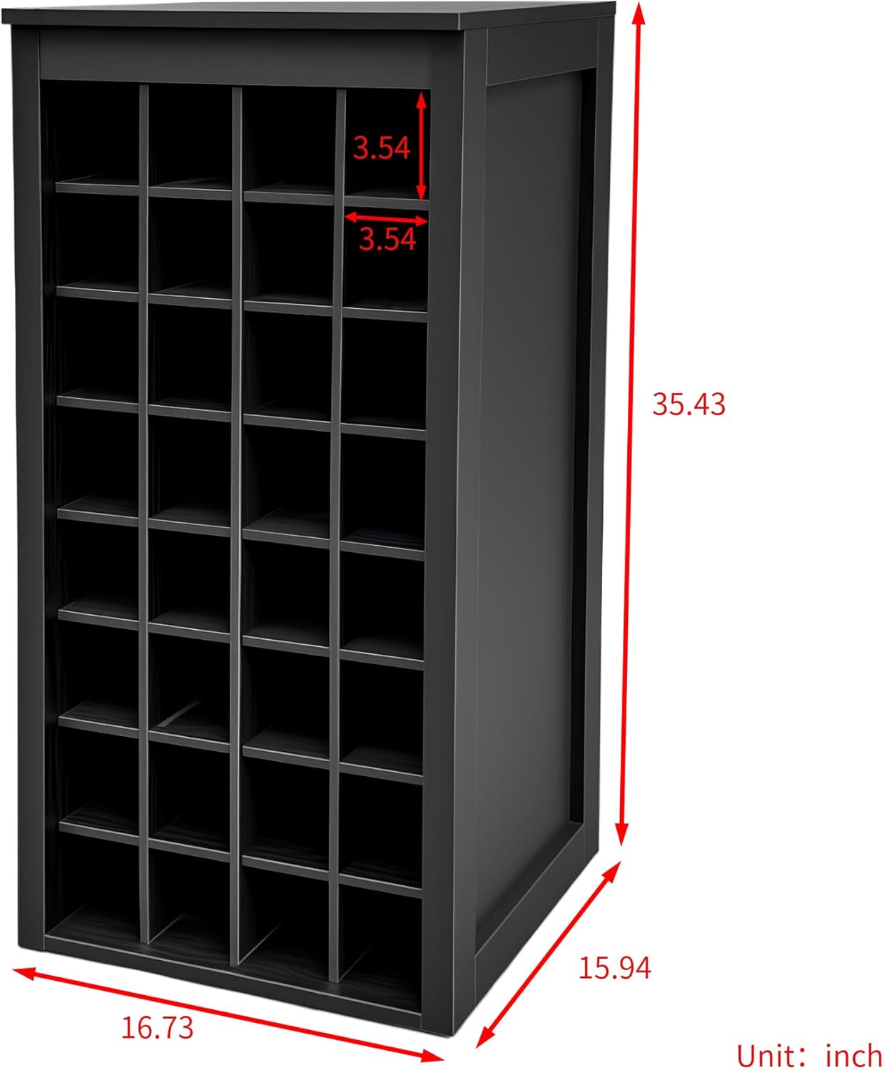 WERSMT 8-Tier Freestanding Wine Rack Wood, 32 Bottles Wine Rack Counter for Small Space, Farmhouse Stackable Modular Wine Bottle Holder Rack, Black