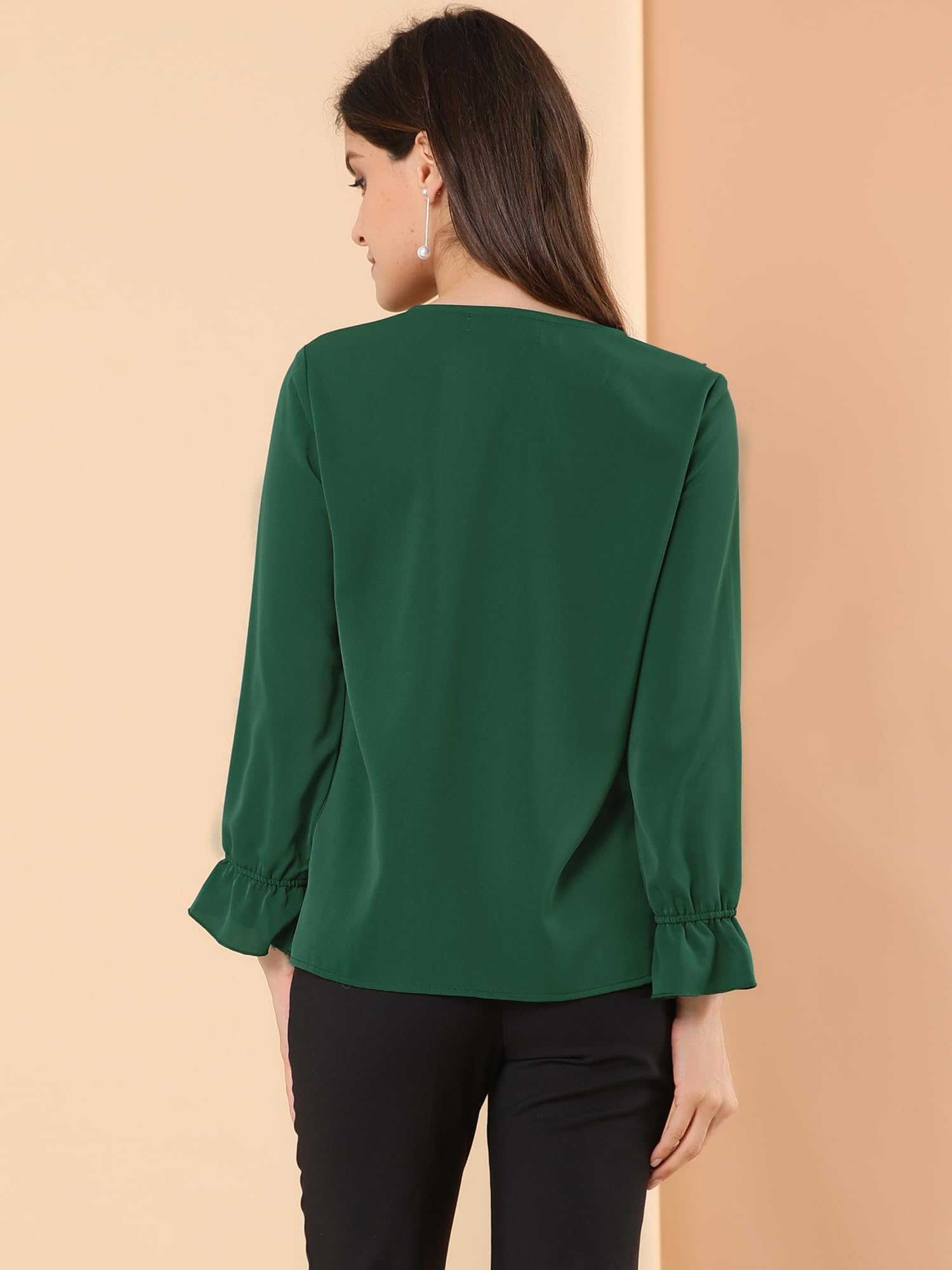 Allegra K Casual Blusa con Volantes Mujer