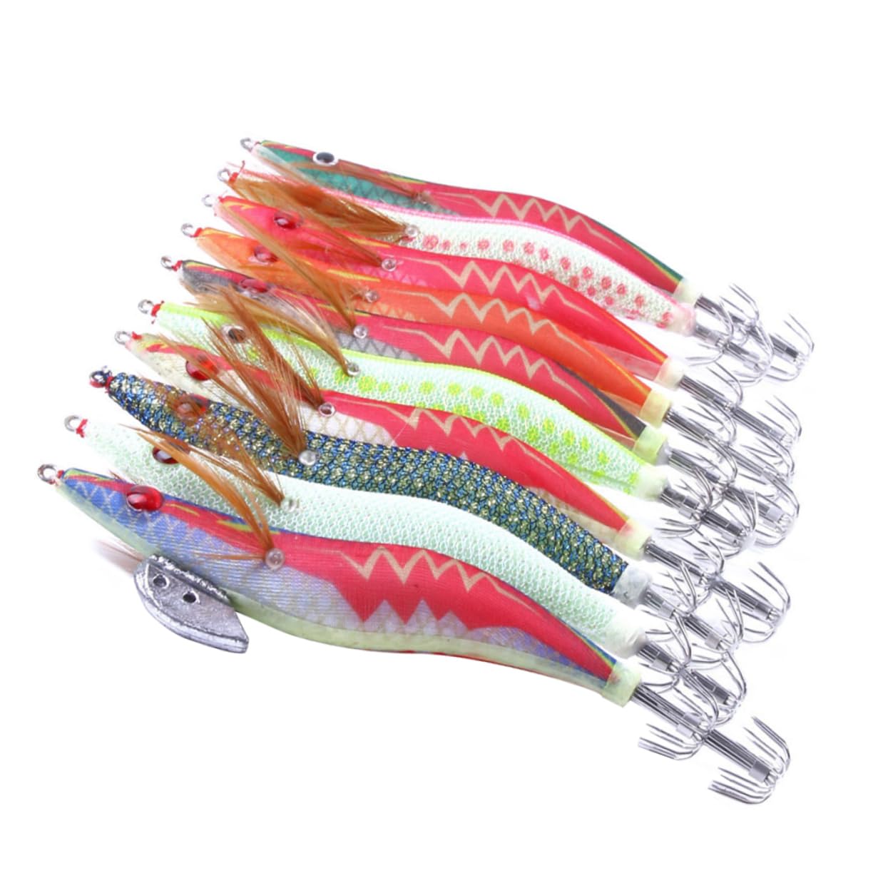HANABASS Leurre de Pêche Phosphorescent Lot de 10 pour Calamar