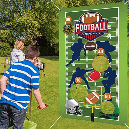 Super Bowl Football Toss Game With 3 Bean Bags, Indoor And Outdoor Football Party Game For Kids Adults Family Football Birthday Party Supplies And Football Decorations #TOP2