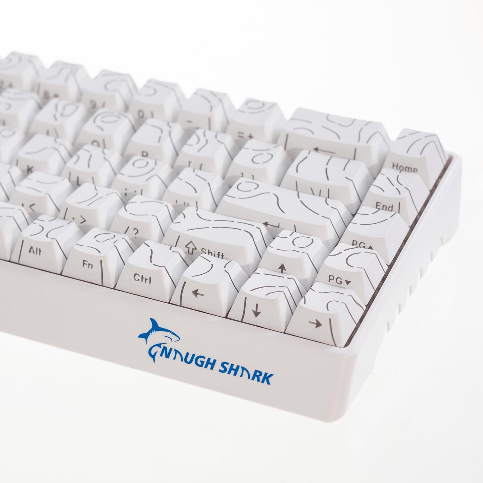 GK GAMAKAY x NaughShark NS68 Rapid Trigger - Teclado inalámbrico para videojuegos | BT/2.4GHz/Wired 8KHz 0,01 mm RT, interruptor magnético Outemu Peach Crystal (blanco lado impreso)