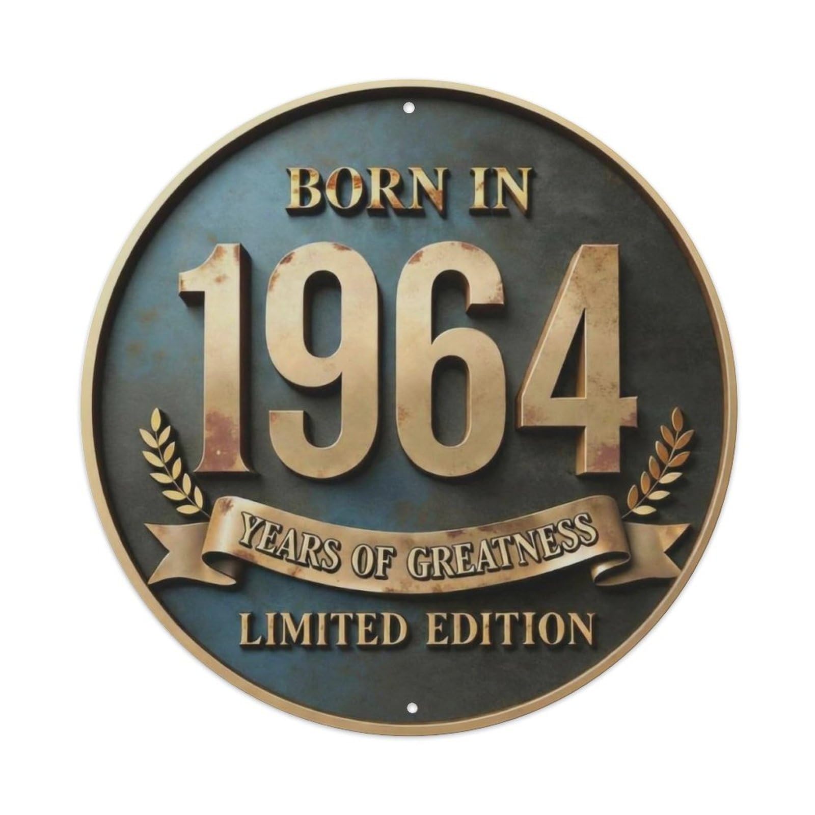Okahys 8X8inch(20X20cm) Born In 1964 Years Of Greatness Year-Themed Birthday Gift Metal Tin Sign