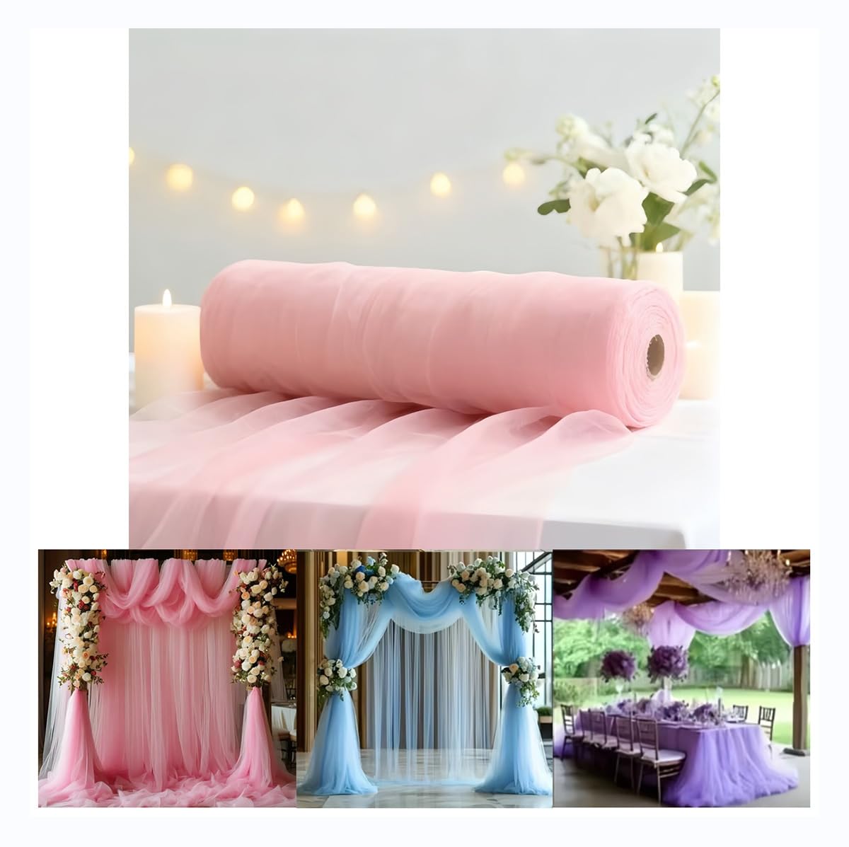 Tela de tul albaricoque, para boda, cena, tela decorativa, transparente, para silla, camino de mesa, para bodas, fiestas, regalos, manualidades, decoración, 0,75 x 50 m